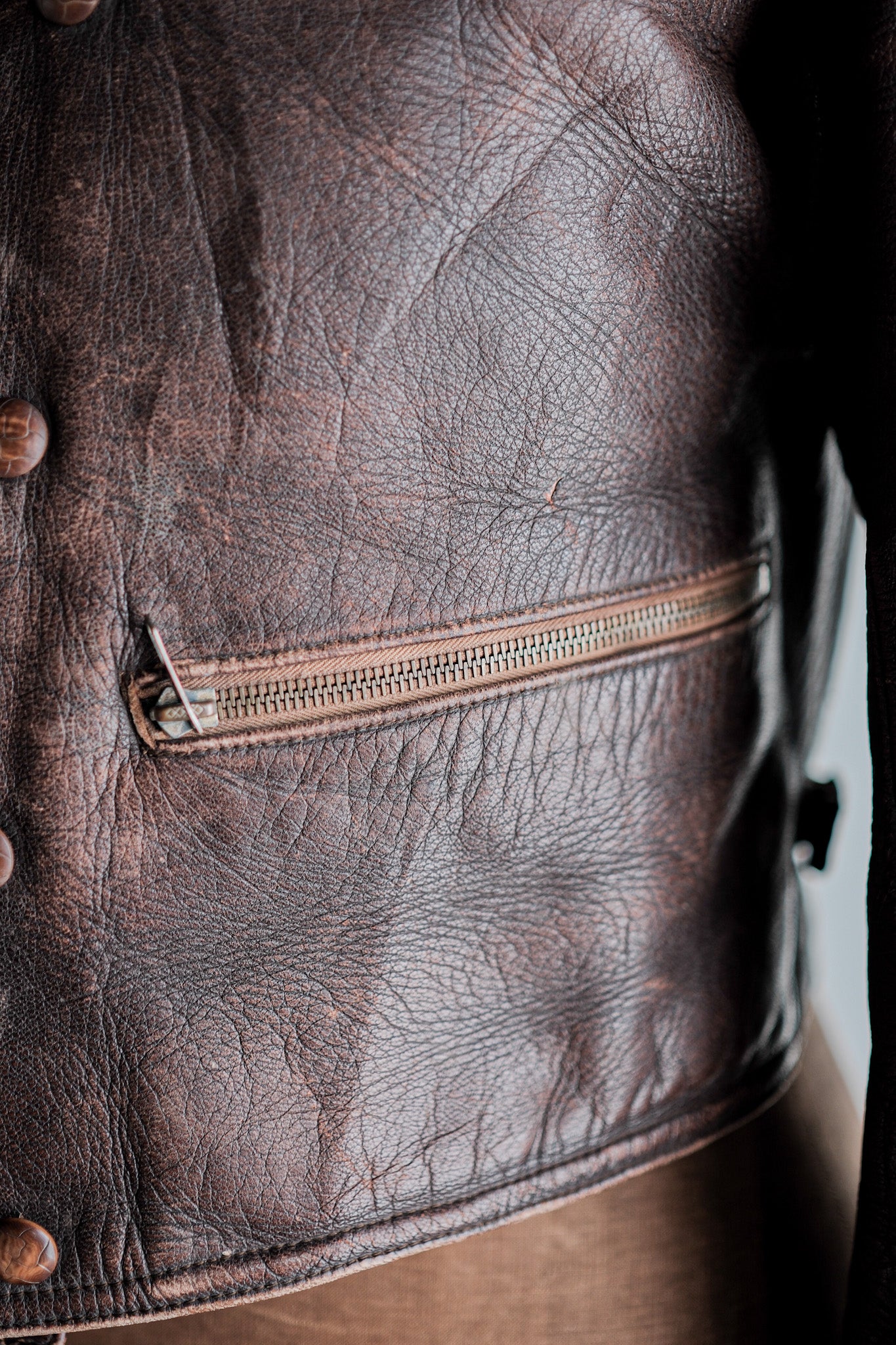 【~30's】German Vintage Double Breasted Motorcycle Leather Jacket
