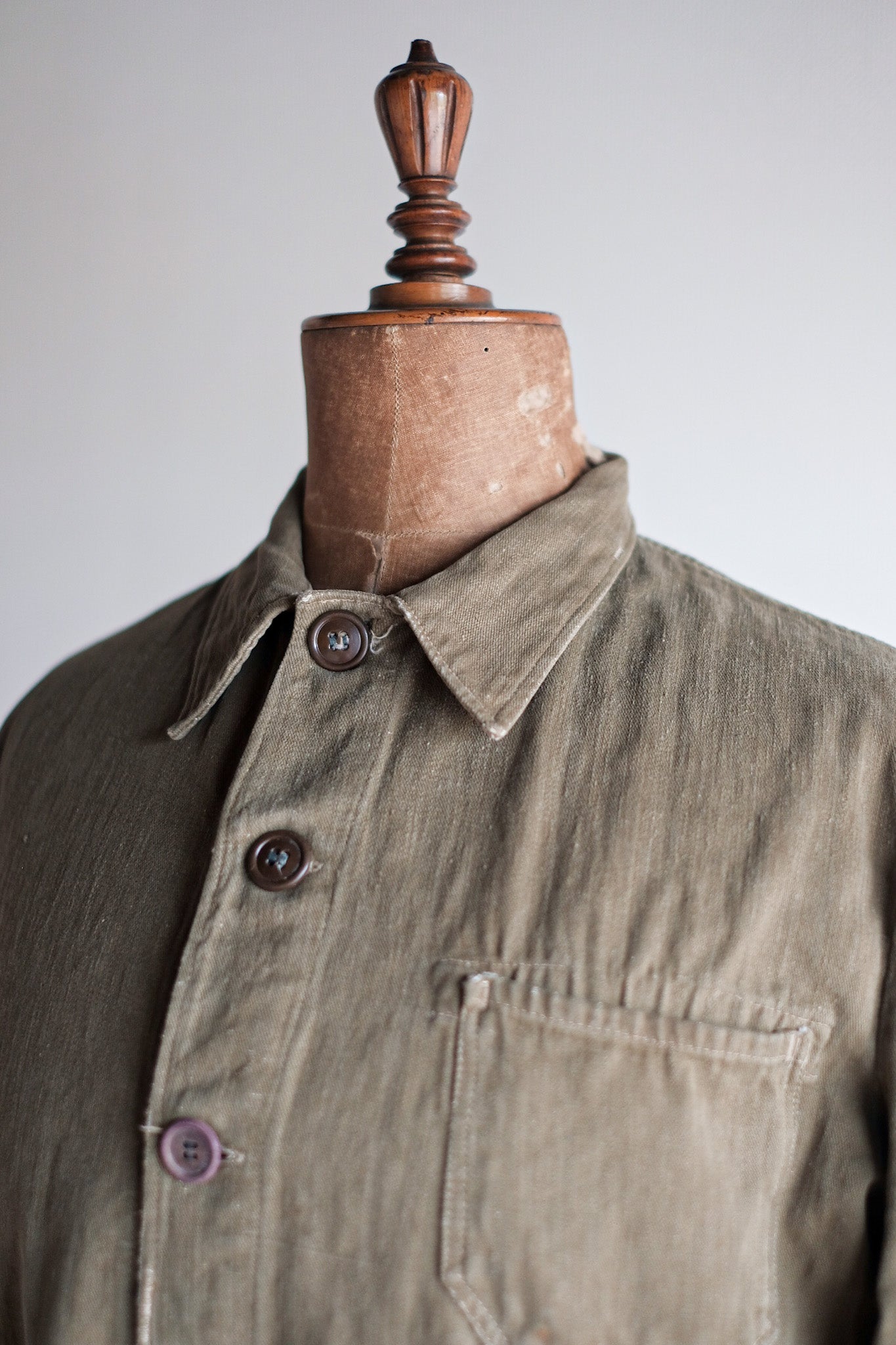 【~30's】German Vintage Green Cotton Work Jacket