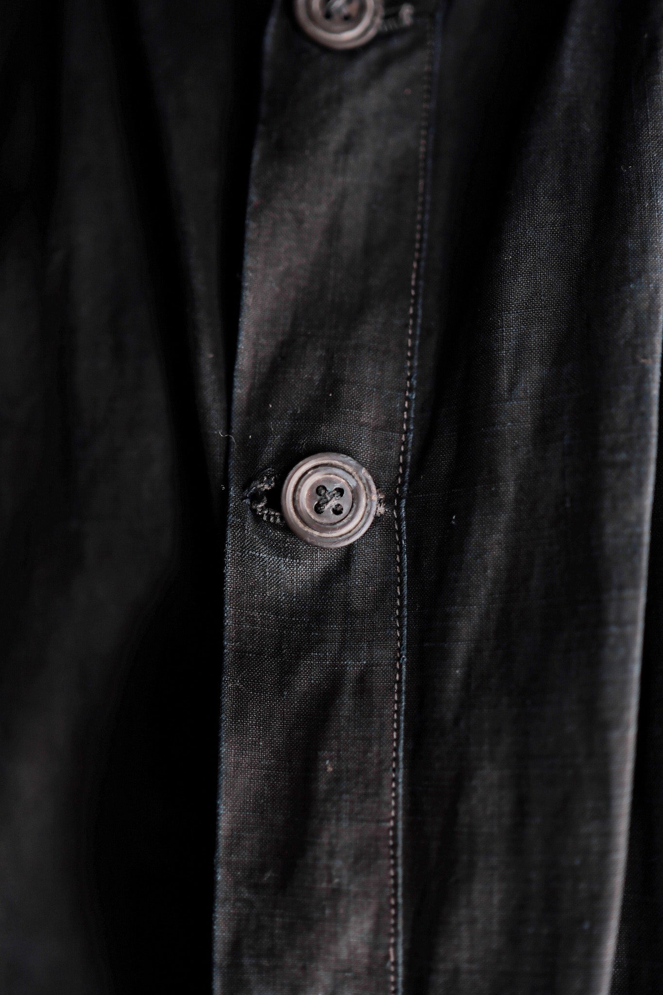 【Early 20th C】French Antique Indigo Linen Smock Open Type "Biaude"