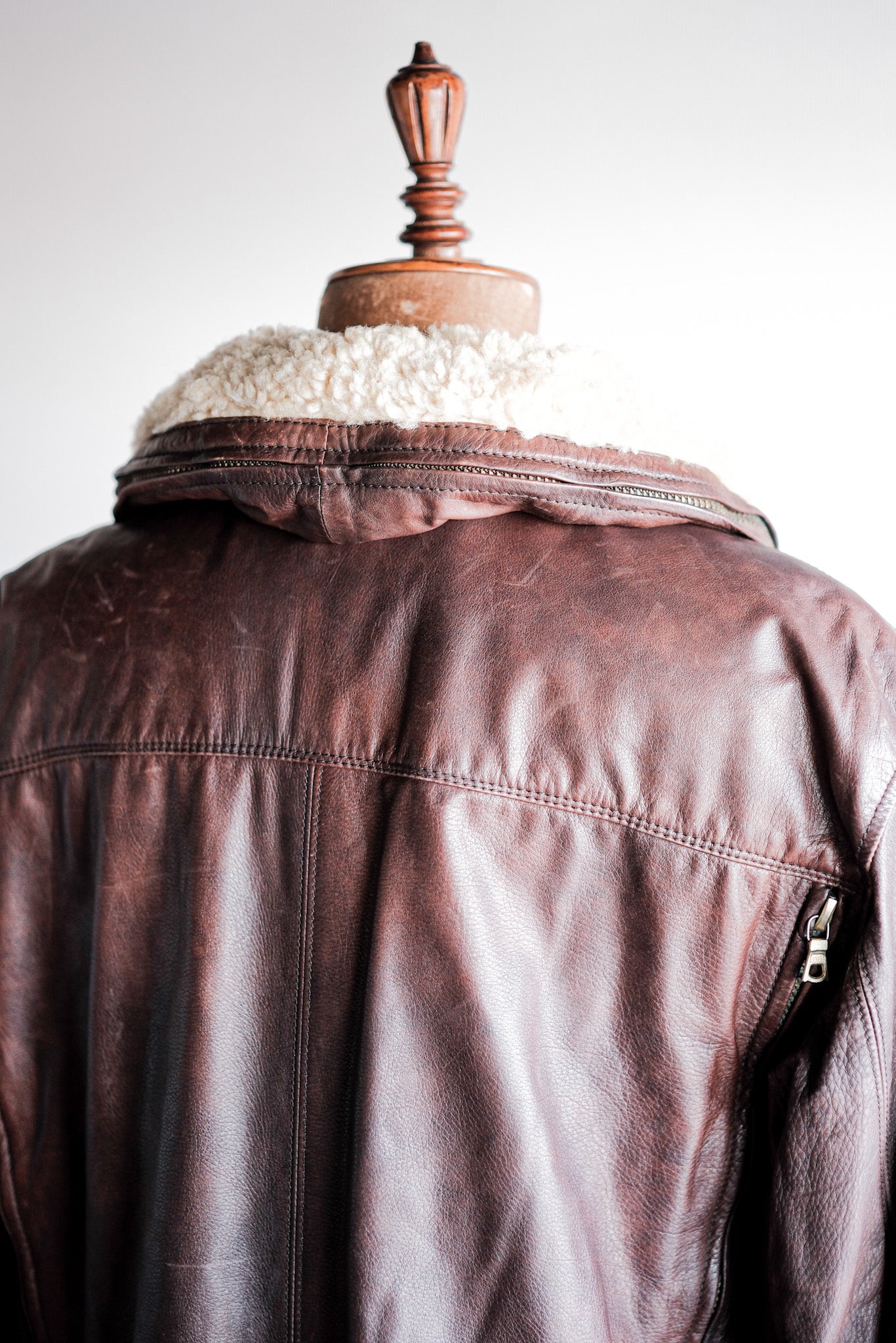 【~80's】Old GIORGIO ARMANI Aviator Style Leather Coat Size.48