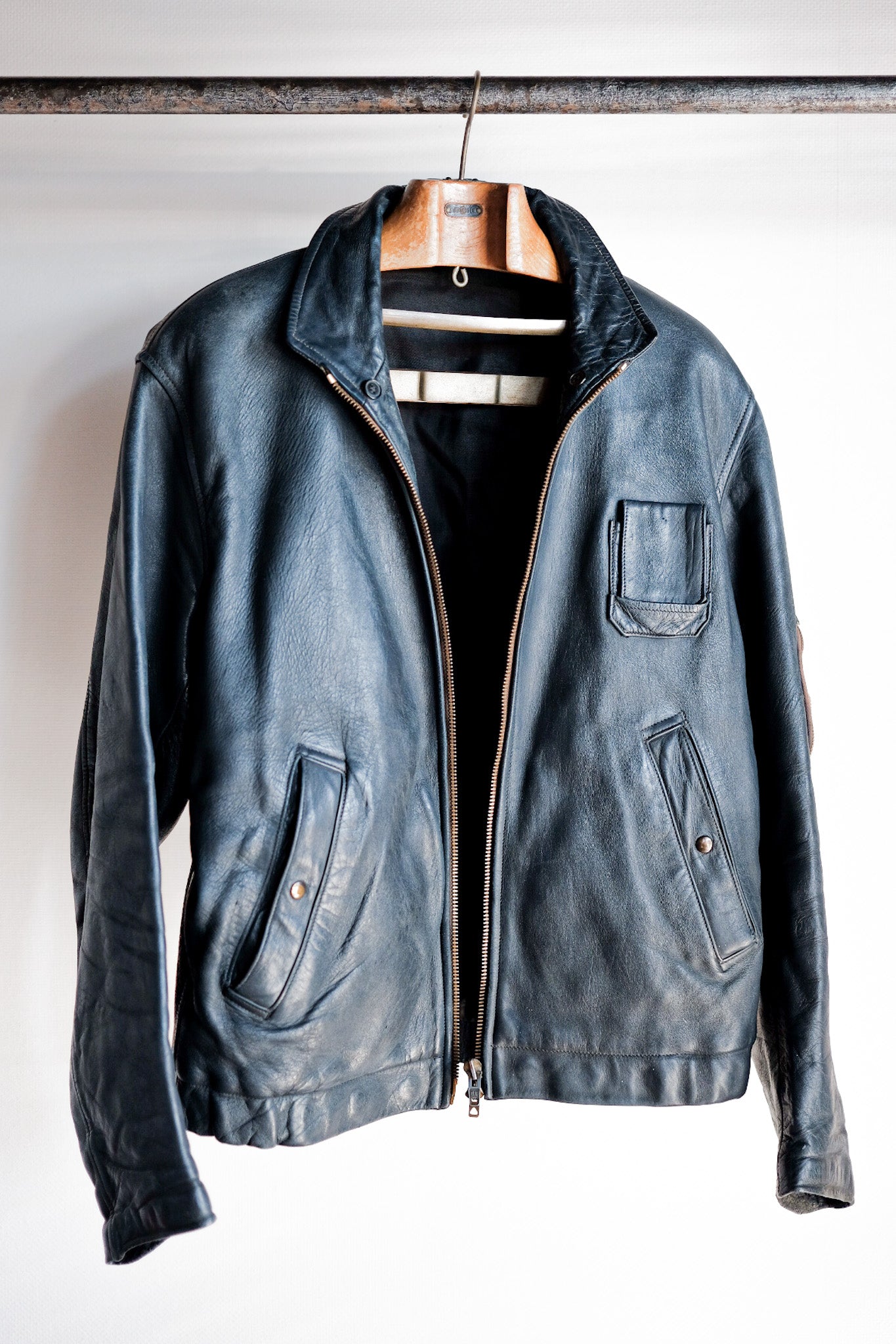 【~70's】French Air Force Pilot Leather Jacket
