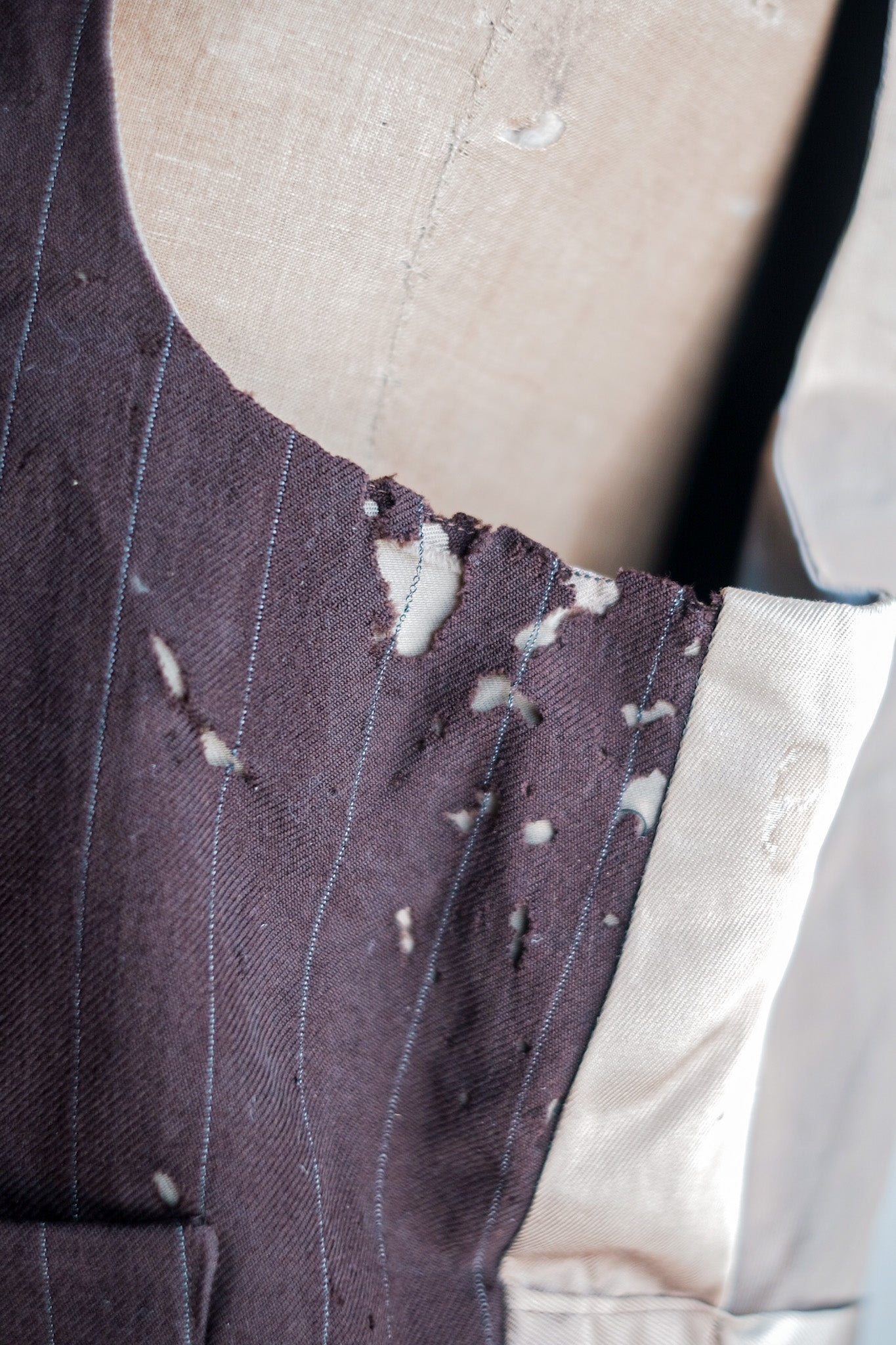 【~40's】French Vintage Brown Wool Work Gilet