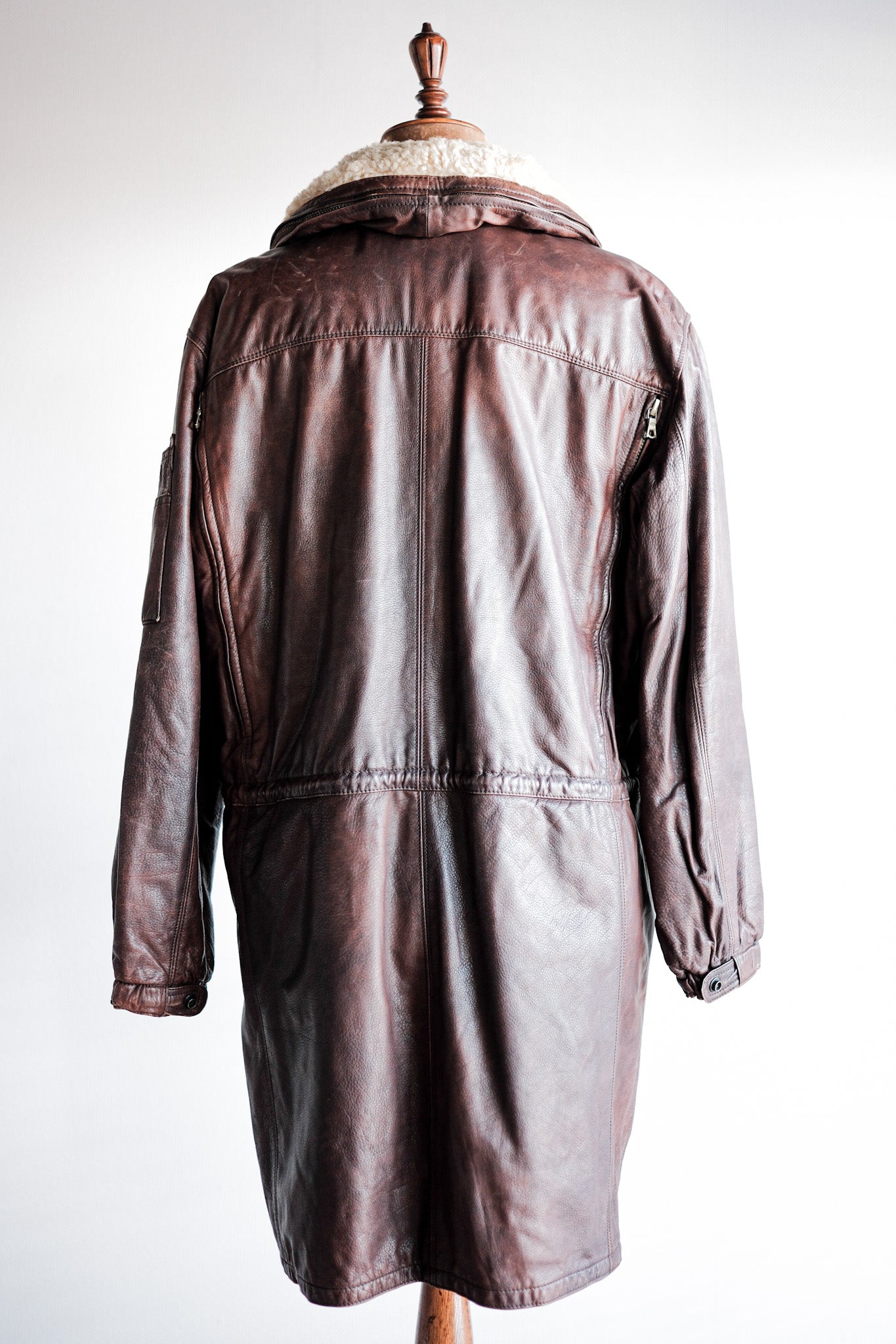 【~80's】Old GIORGIO ARMANI Aviator Style Leather Coat Size.48