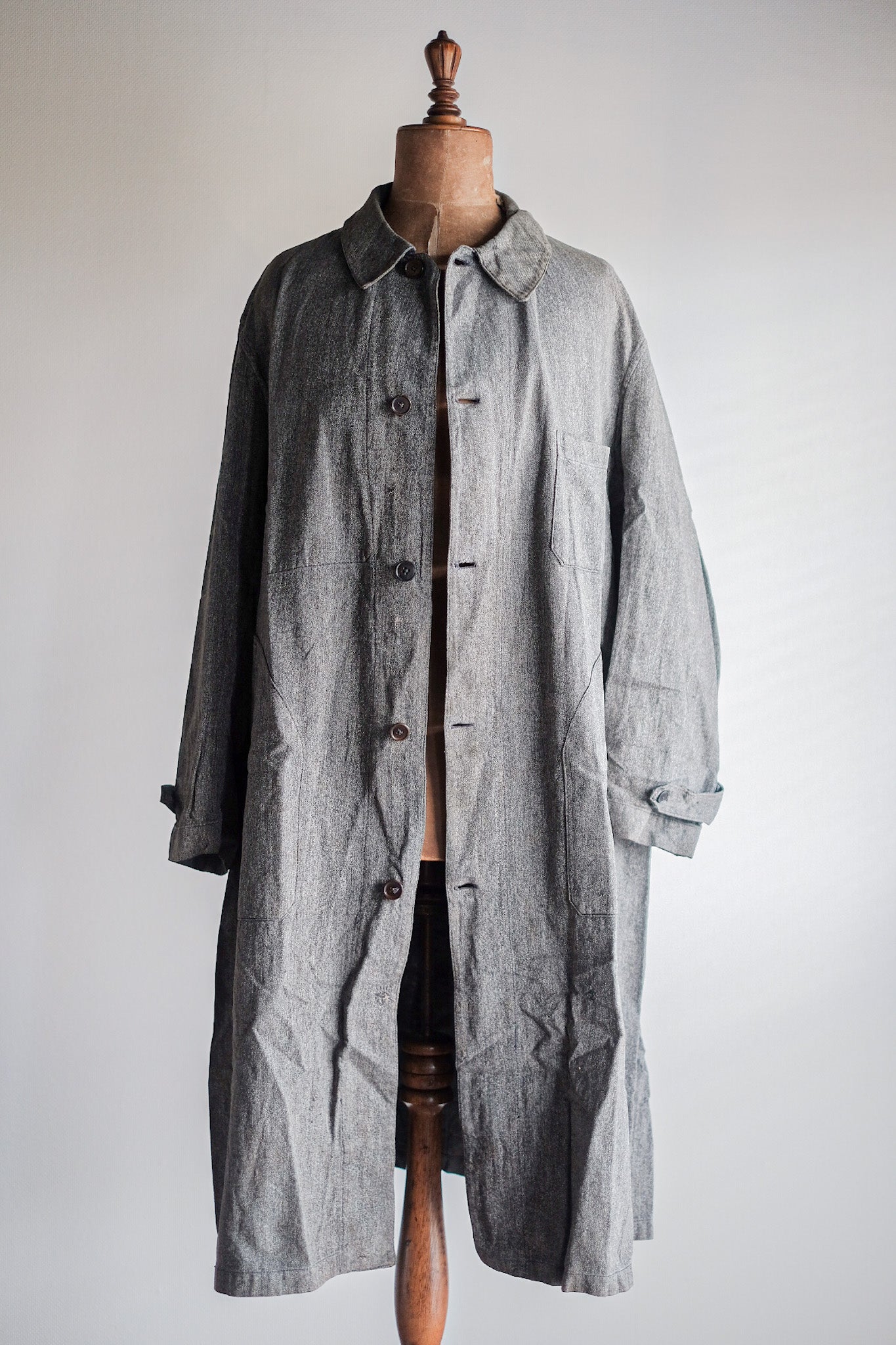 【~40's】French Vintage Black Chambray Atelier Coat