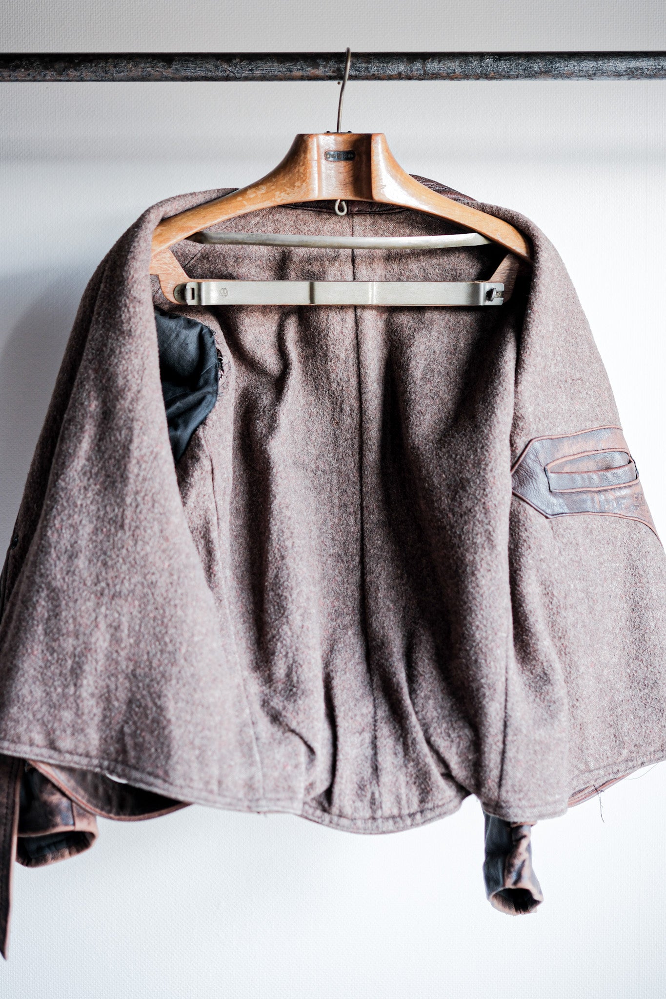 【~50's】French Vintage Le Corbusier Type Double Breasted Leather Jacket "Unusual Pattern"