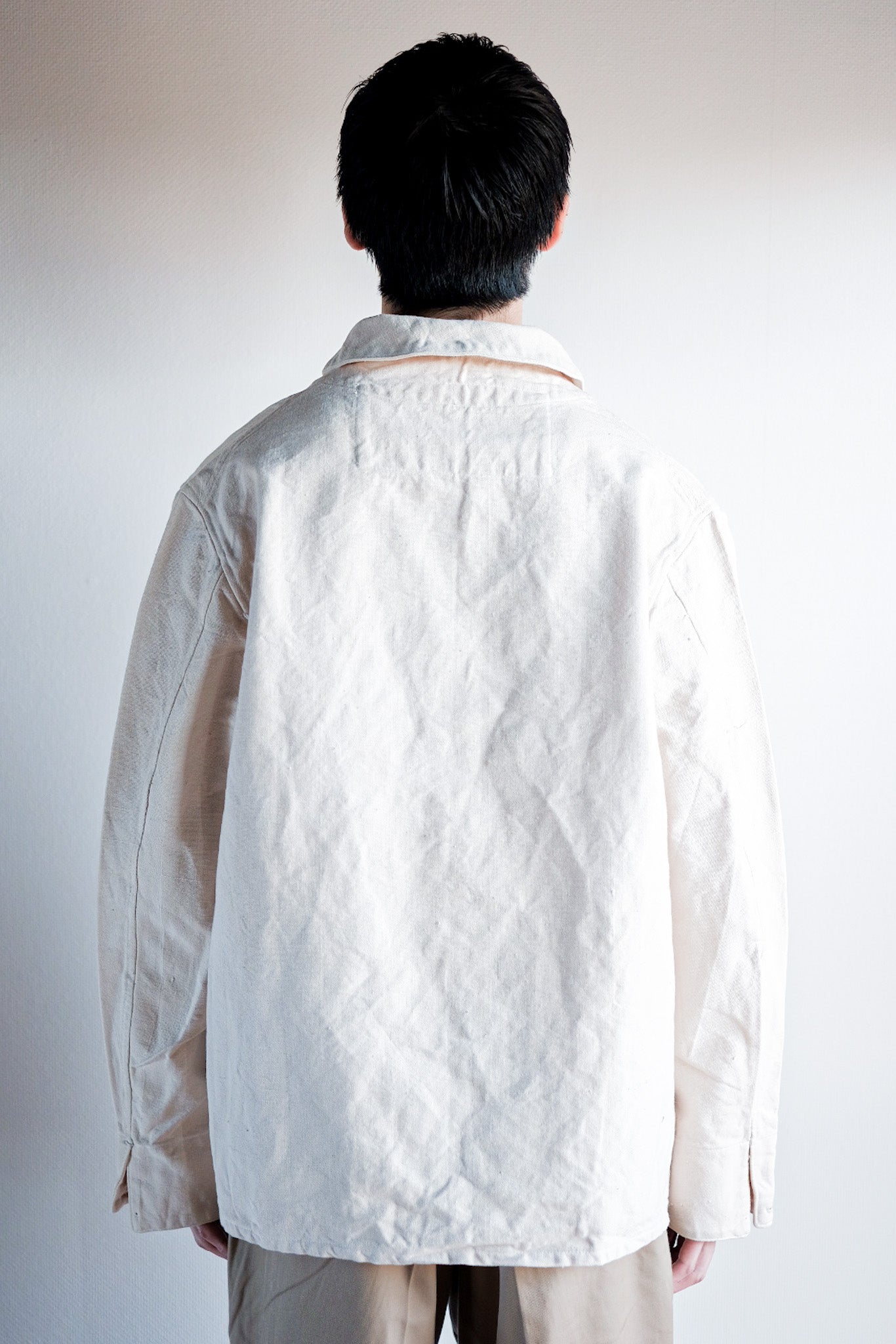【~30's】French Navy Linen Sailor Smock "Dead Stock"