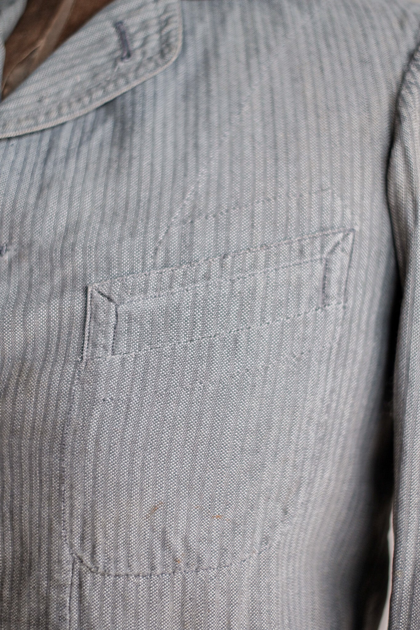 【~10's】French Antique Chambray Striped Sack Jacket