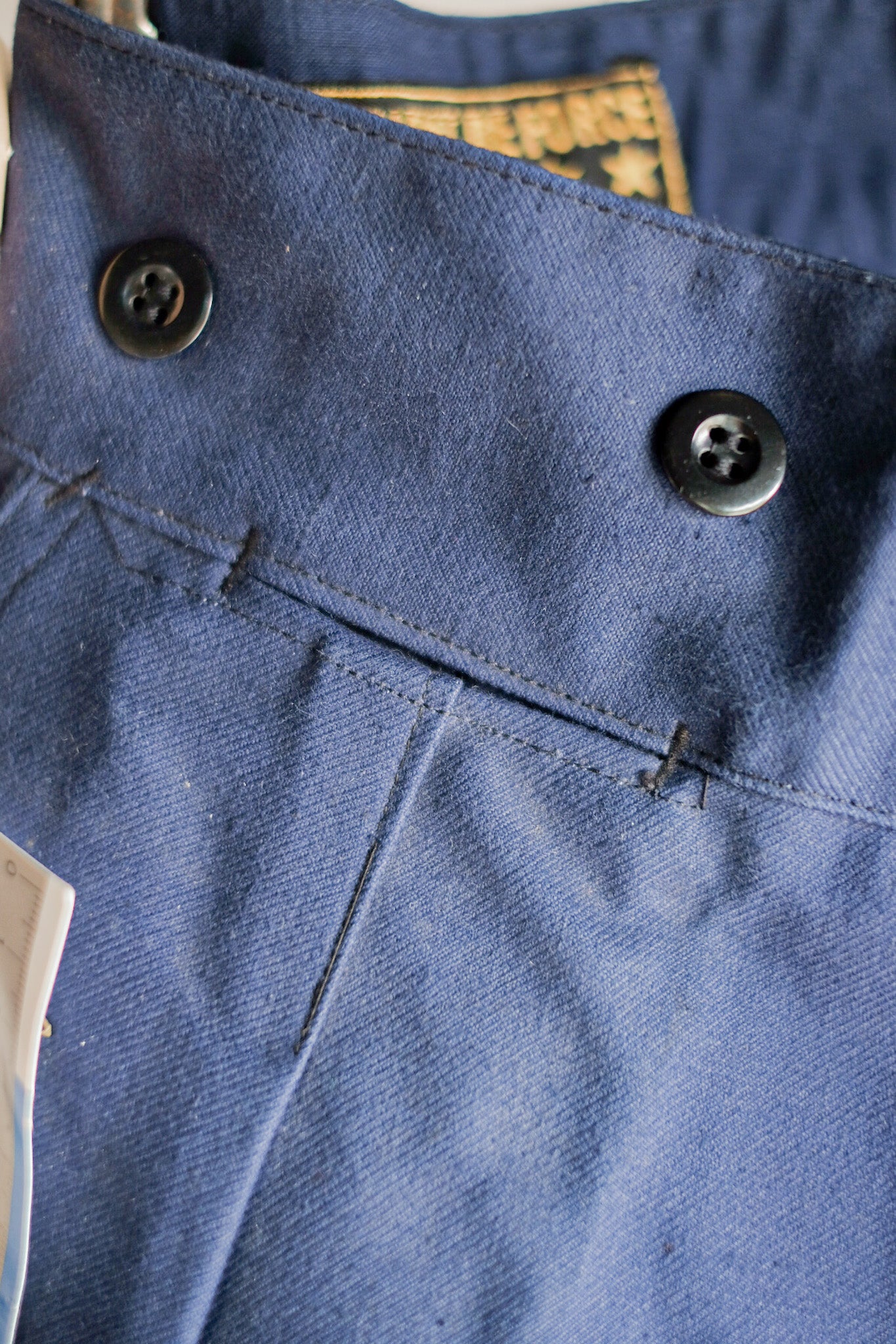 【~40's】French Vintage Blue Cotton Twill Work Pants "Dead Stock"