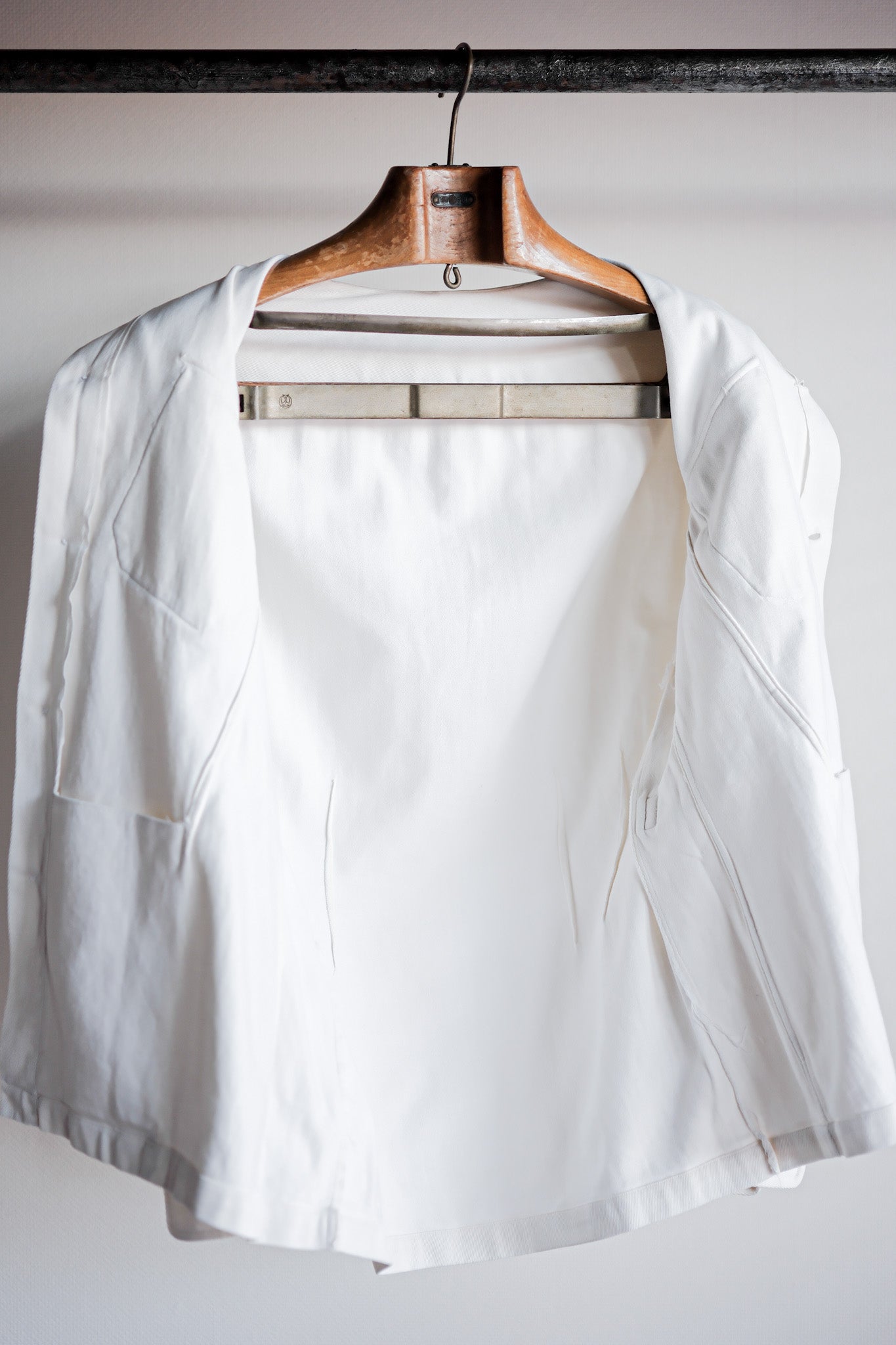 【~30's】French Vintage White Cotton Twill Colonial Jacket