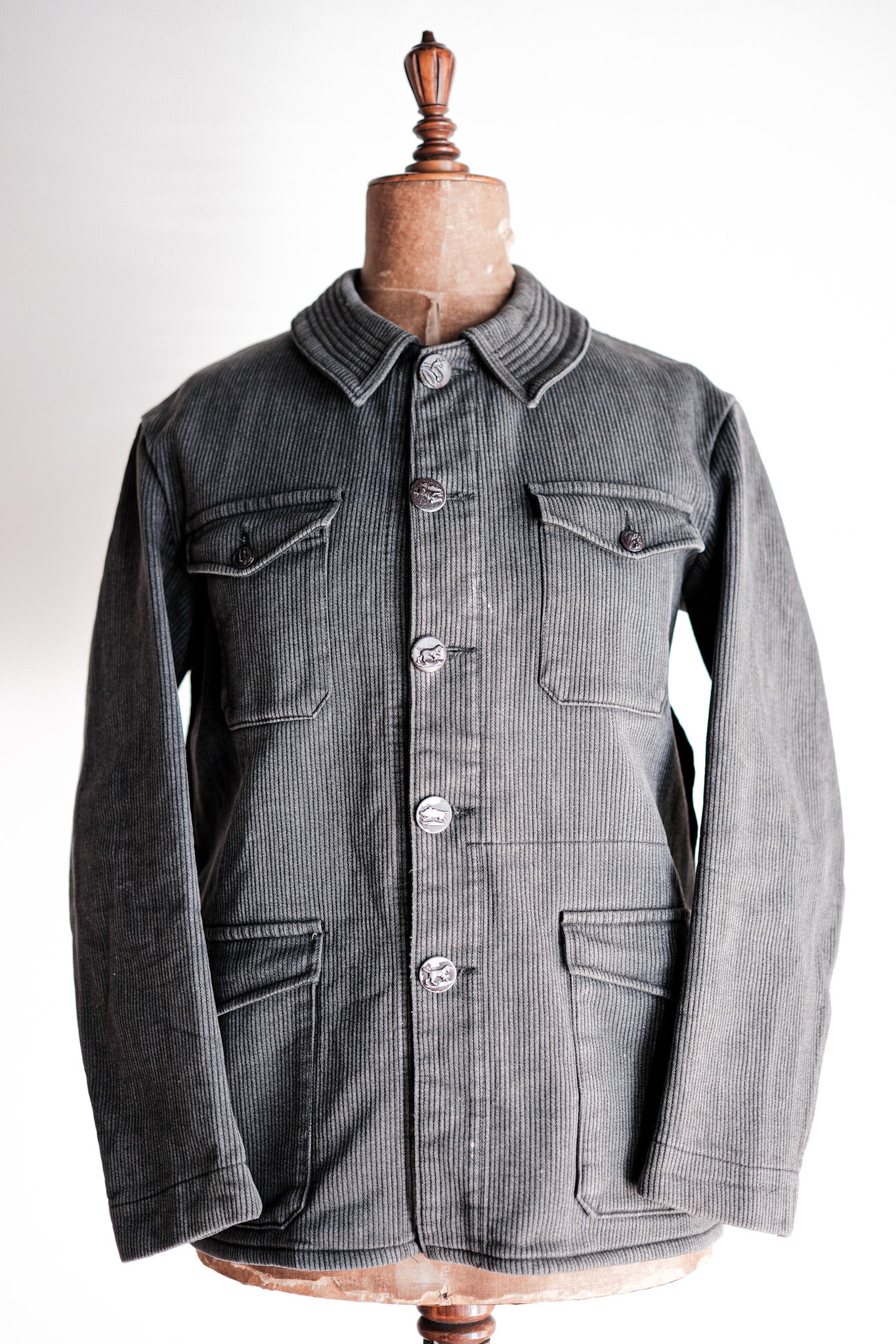 【~50's】French Vintage Gray Cotton Pique Hunting Jacket
