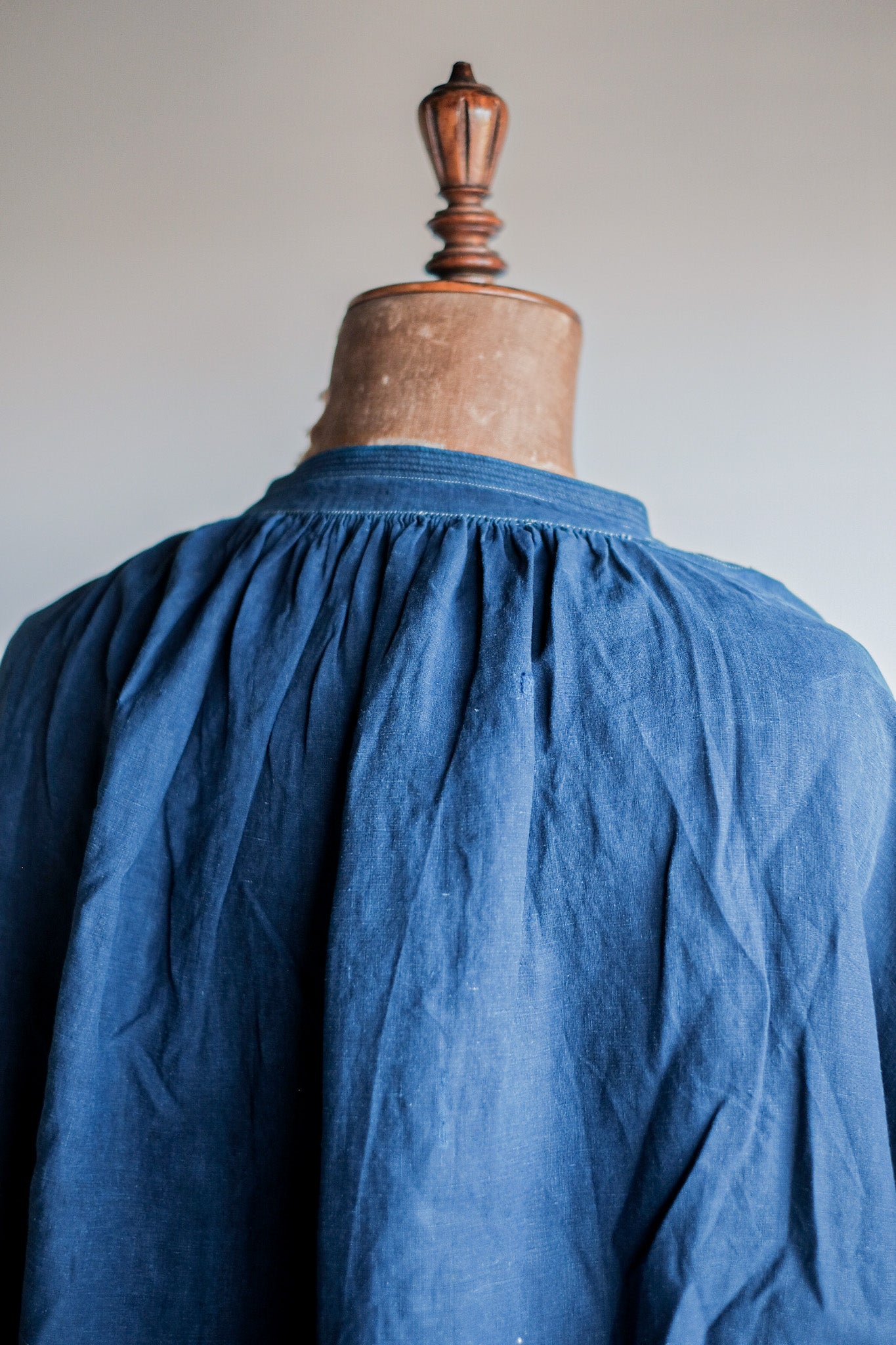 【Early 20th C】French Antique Indigo Linen Smock "Biaude"