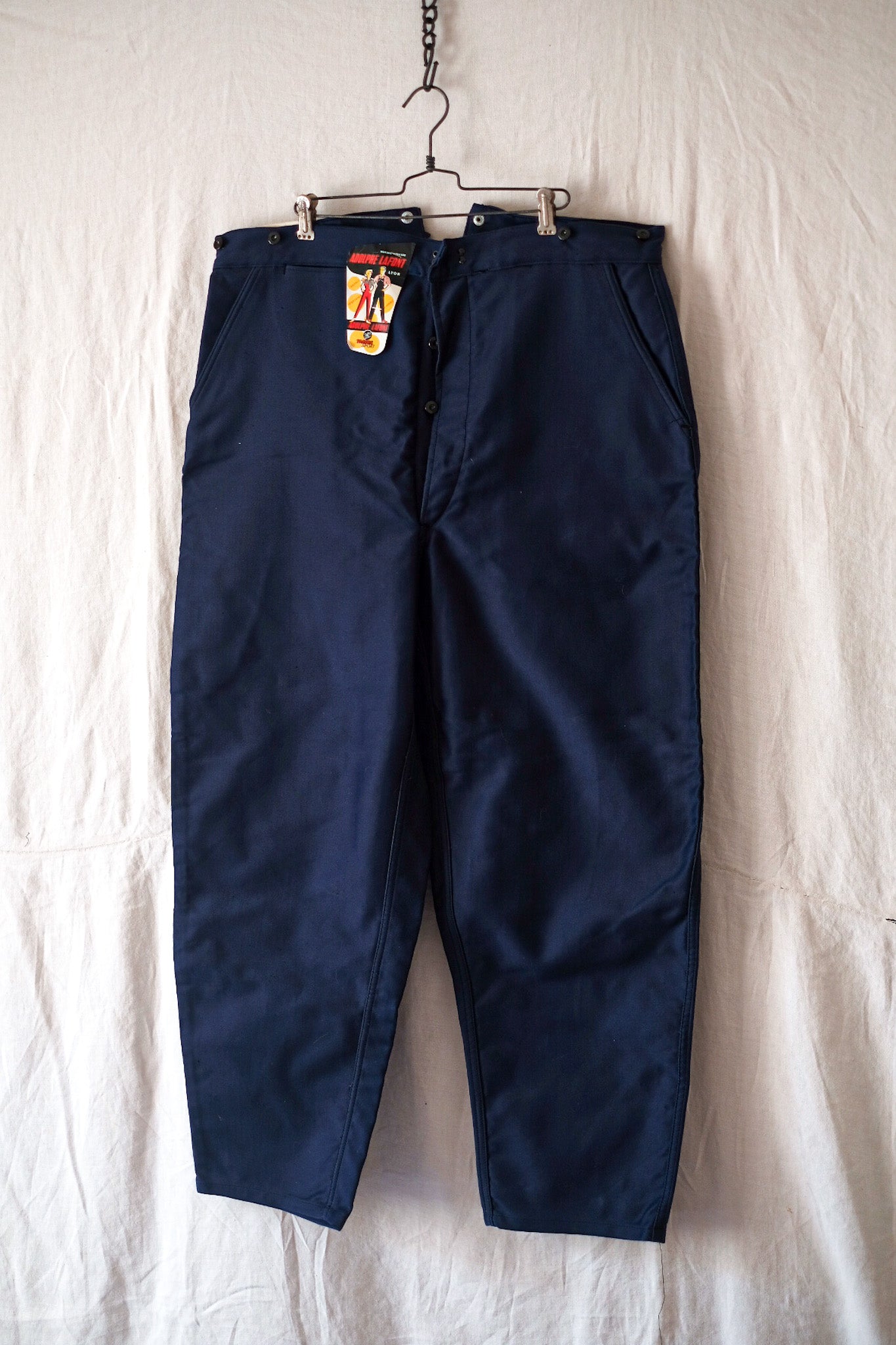 40's] French Vintage Blue Moleskin Work Pants 