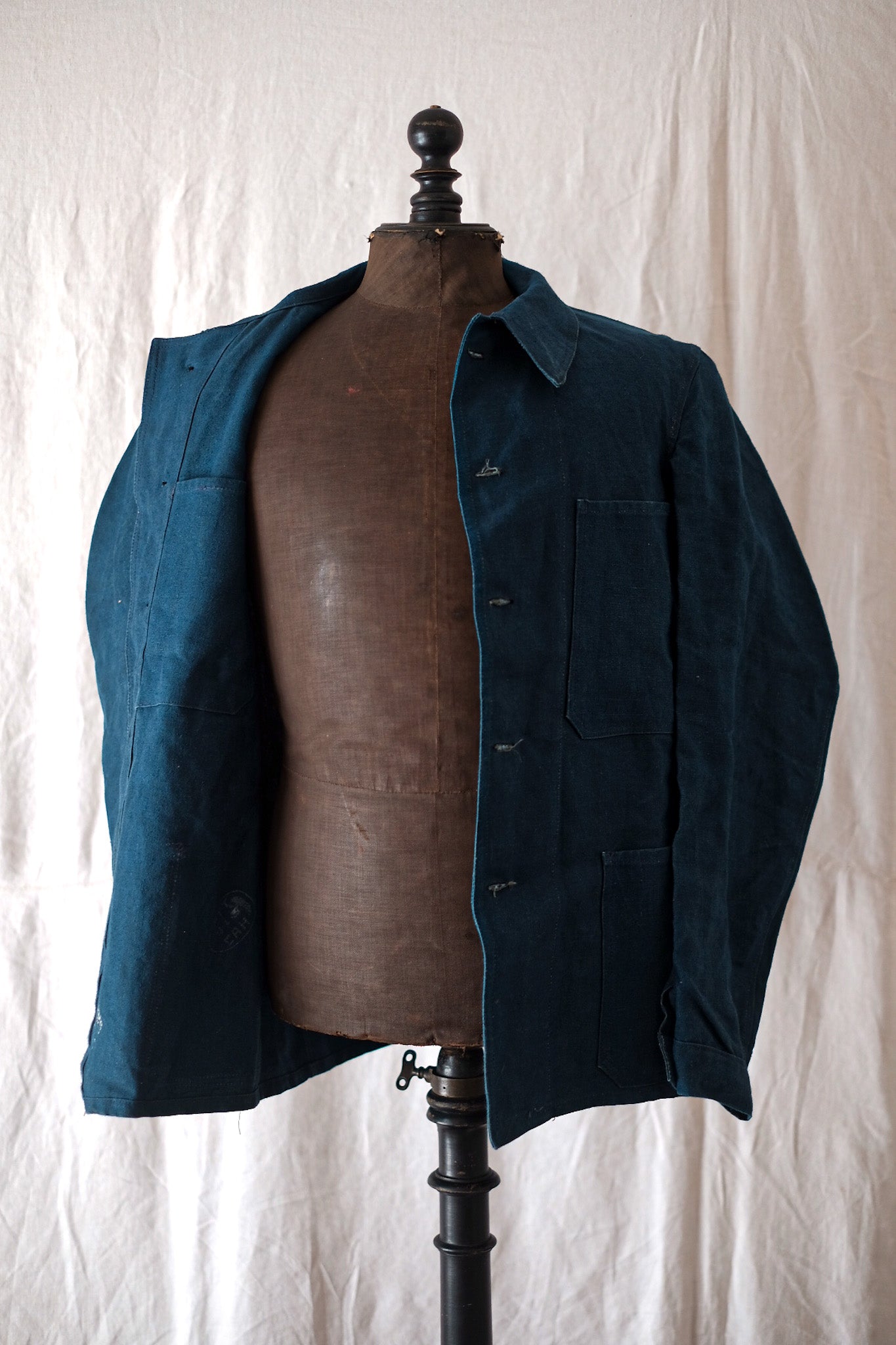 【~30's】French Vintage Indigo Linen Work Jacket