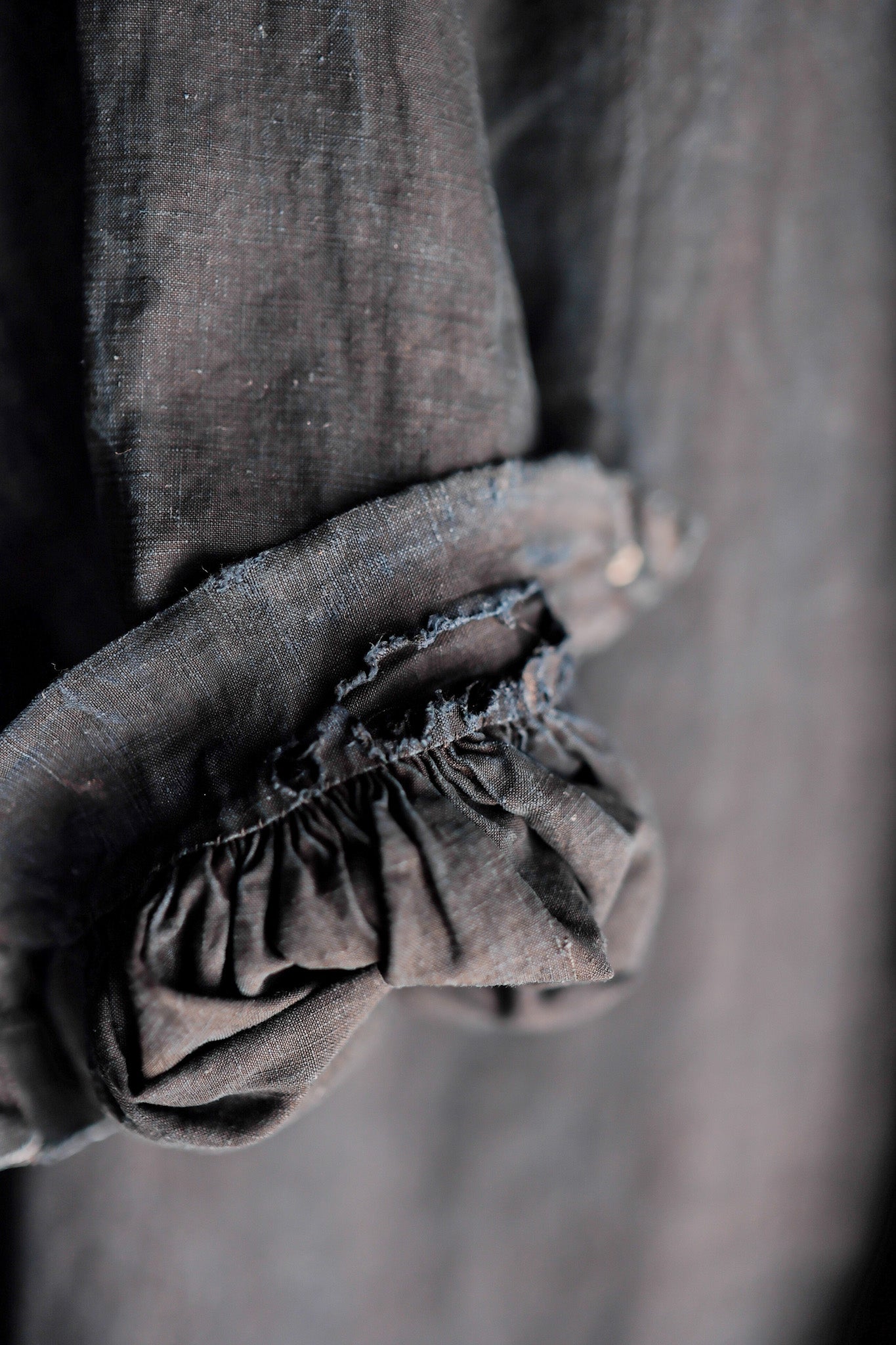 【Early 20th C】French Antique Indigo Linen Smock Open Type "Biaude"