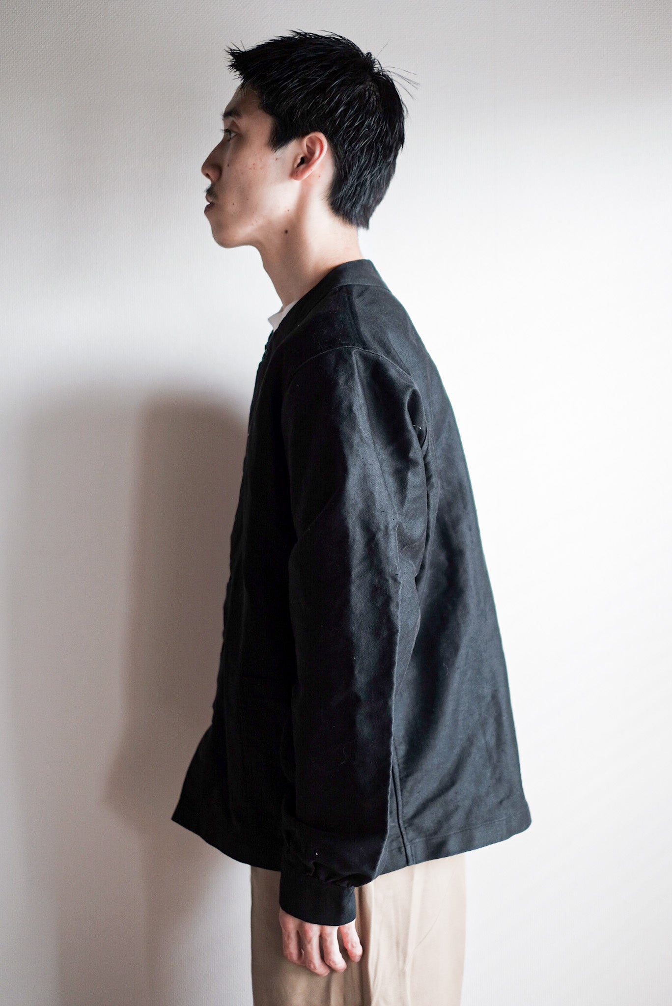 【~20's】French Vintage Black Moleskin Work Jacket "6 Buttons" "Dead Stock"