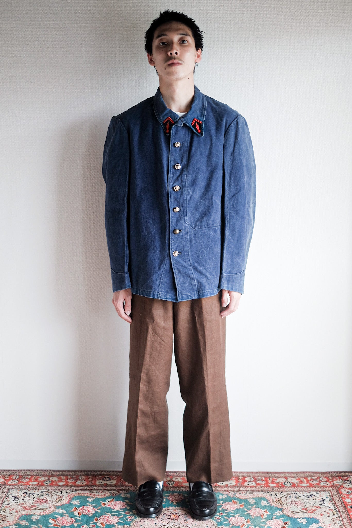 【~30's】French Vintage Indigo Metis Fireman Jacket