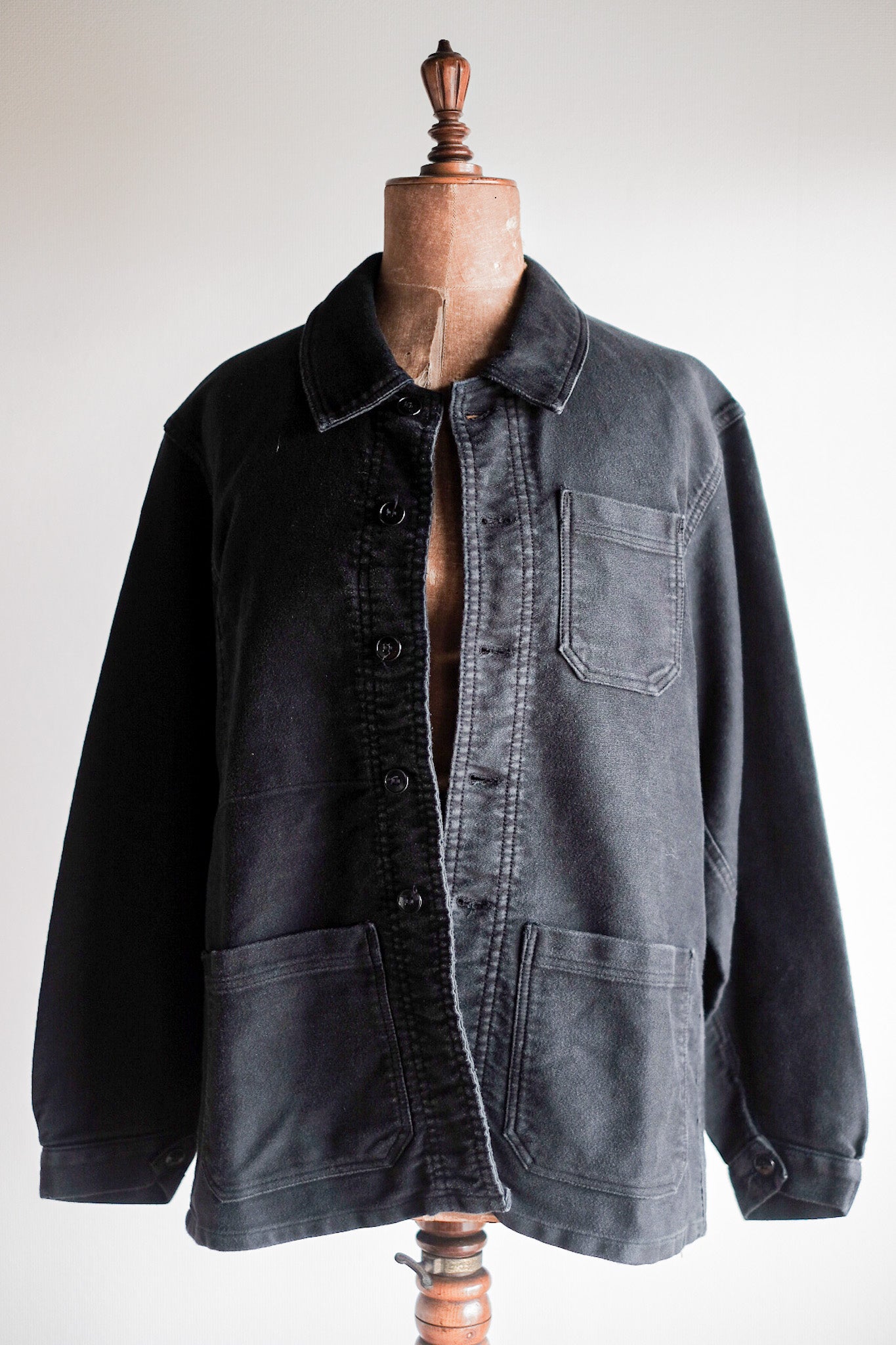 【~50's】French Vintage Black Moleskin Work Jacket