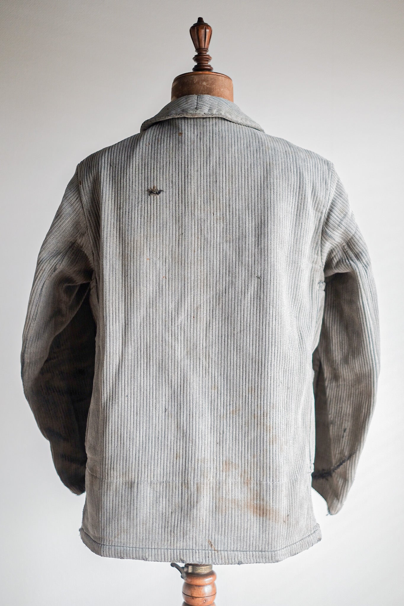 【~40's】French Vintage Gray Cotton Pique Hunting Jacket