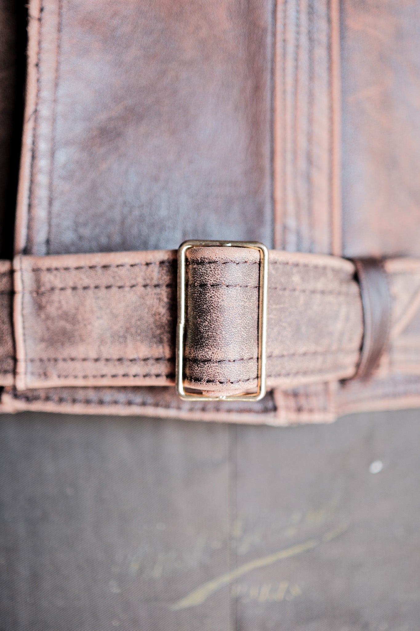 【~50's】French Vintage Le Corbusier Type Double Breasted Leather Jacket "Unusual Pattern"