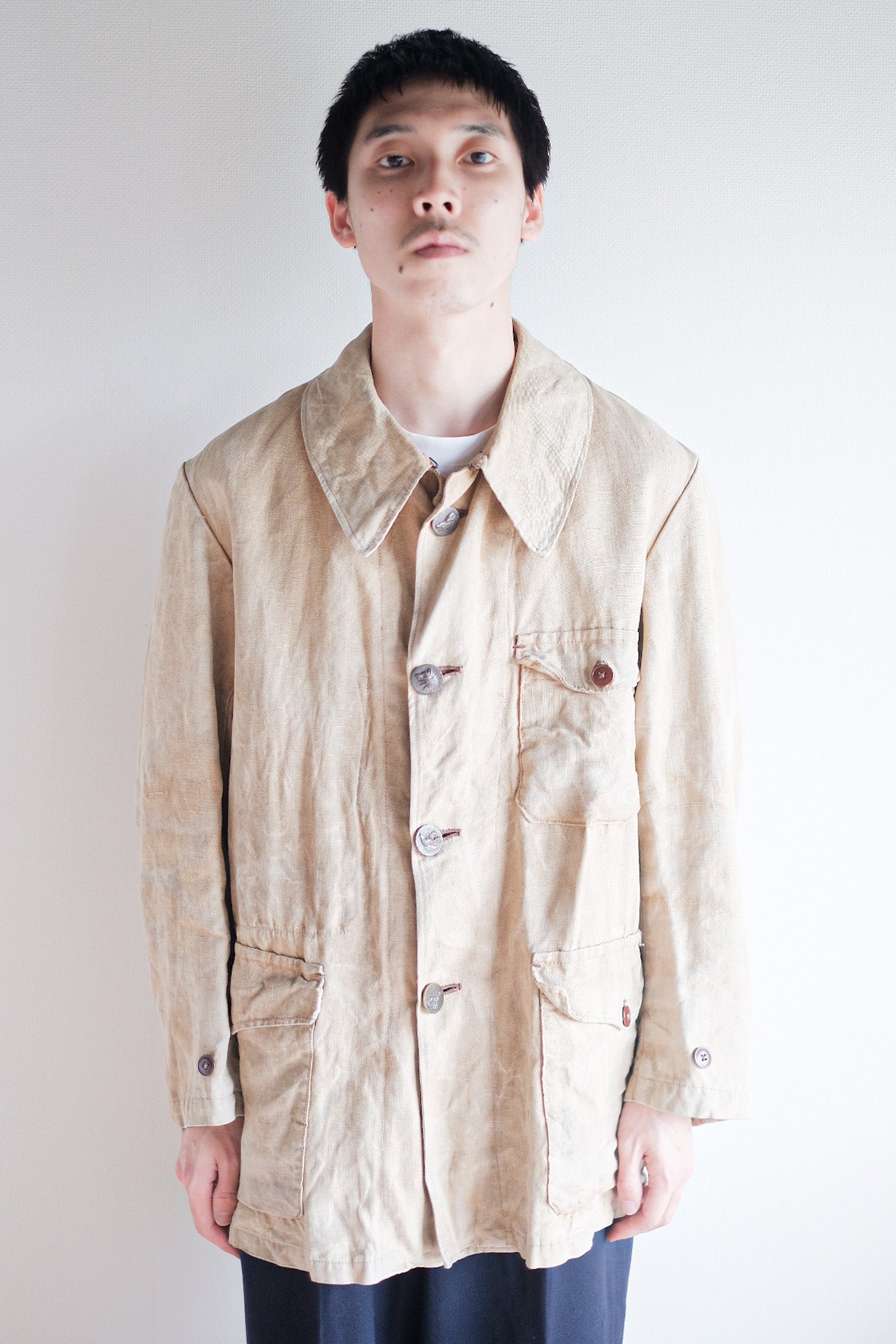 【~30's】French Vintage Linen Hunting Jacket