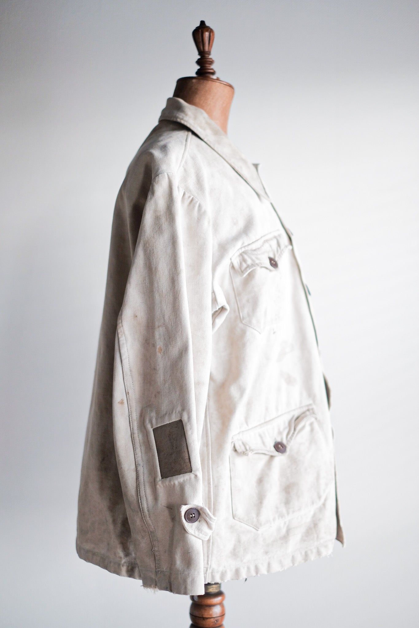 【~50's】French Vintage White Cotton Canvas Work Jacket