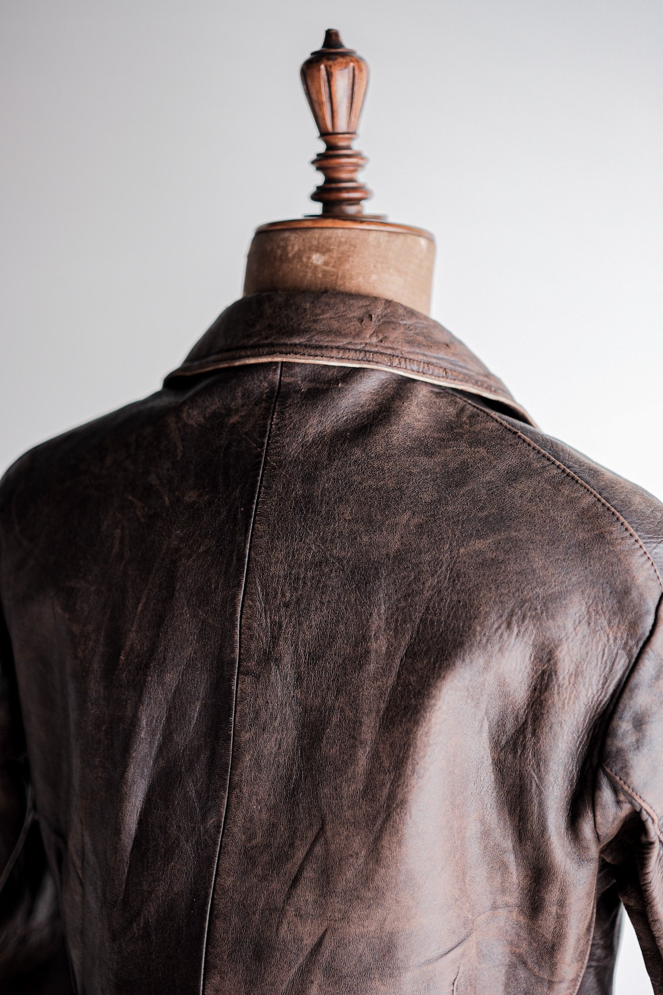 【~40's】German Vintage Double Breasted Motorcycle Leather Jacket