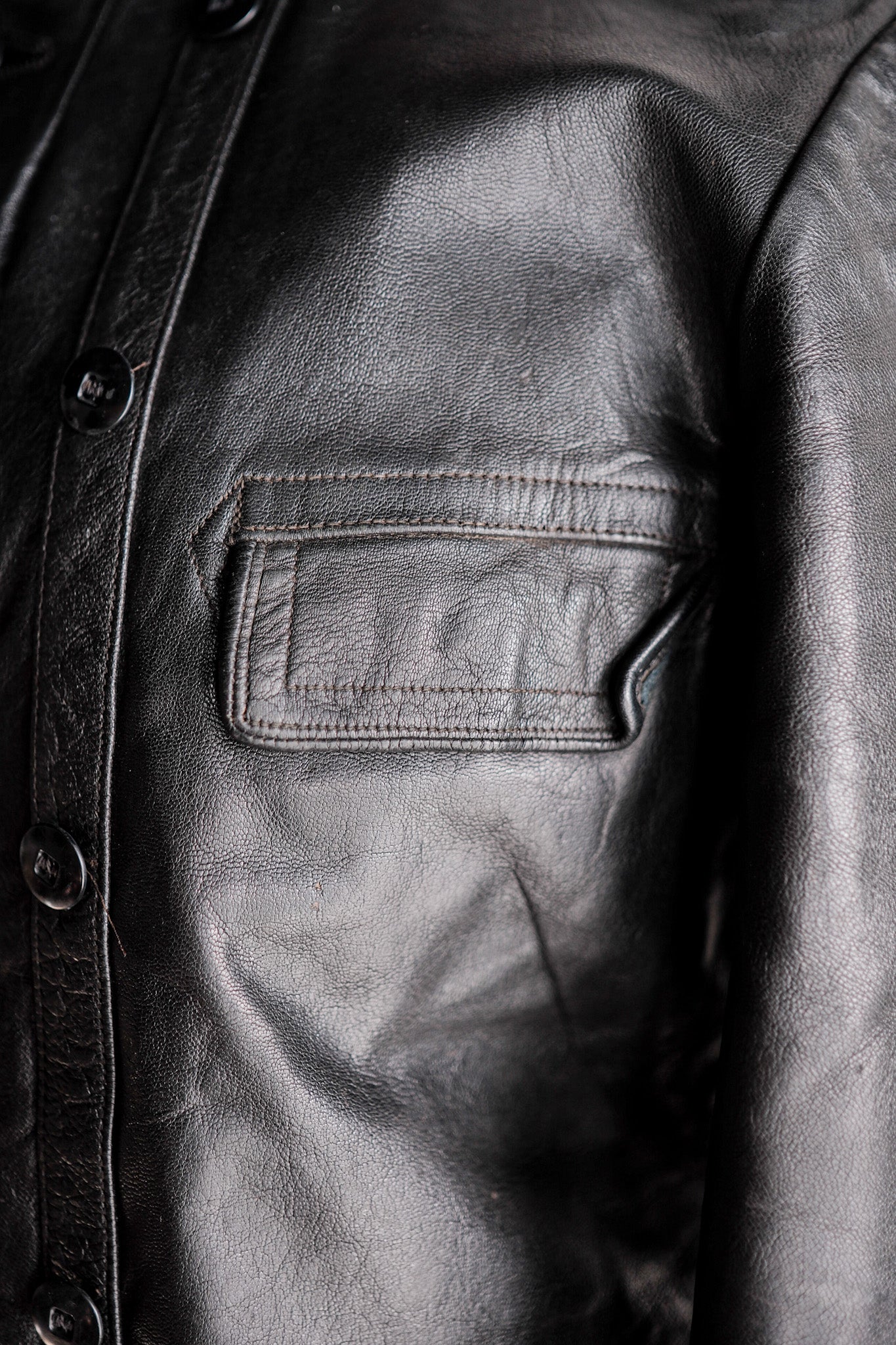 【~40's】Swedish Vintage Double Breasted Leather Jacket