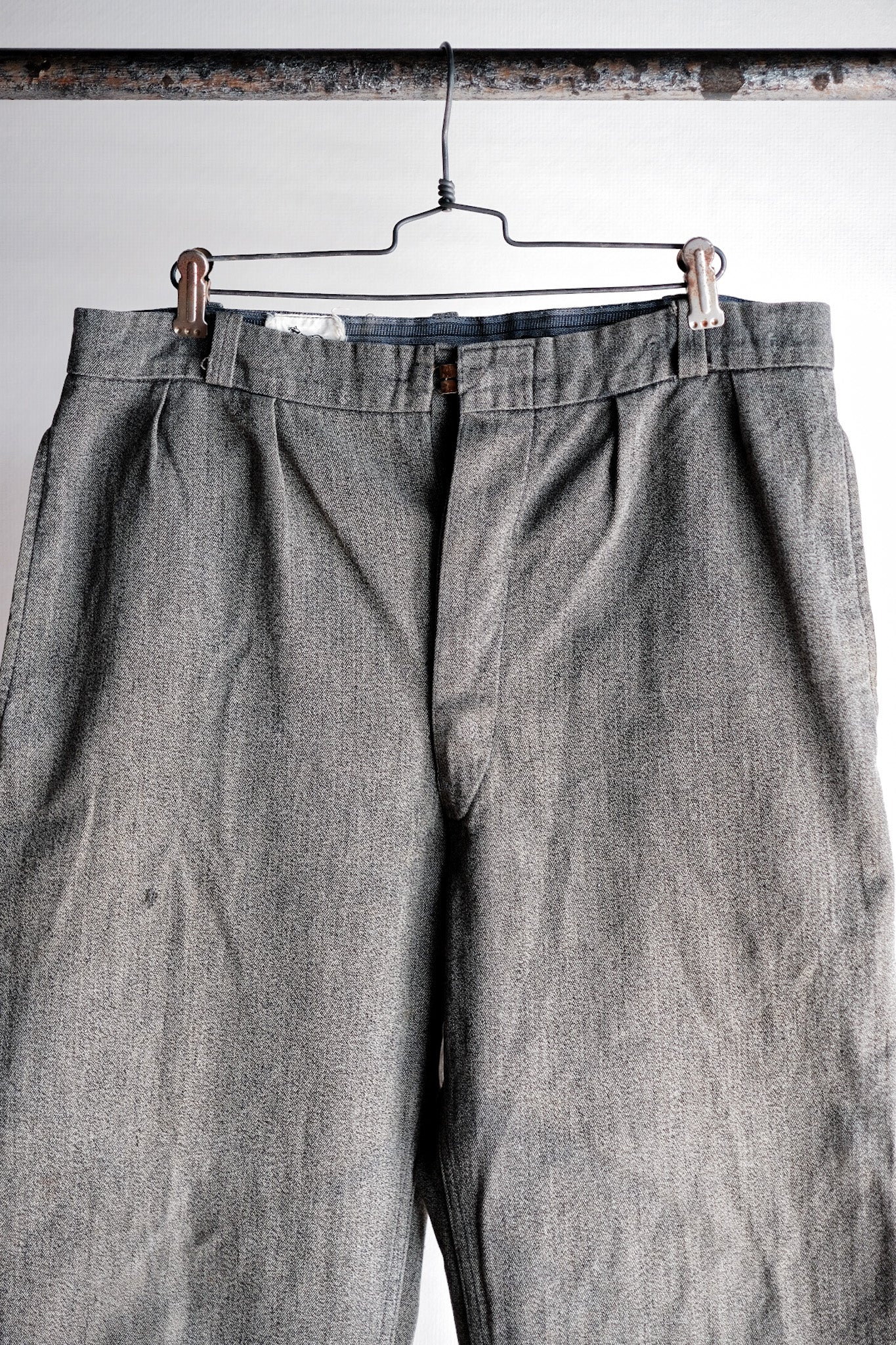 【~40's】French Vintage Black Chambray Work Pants