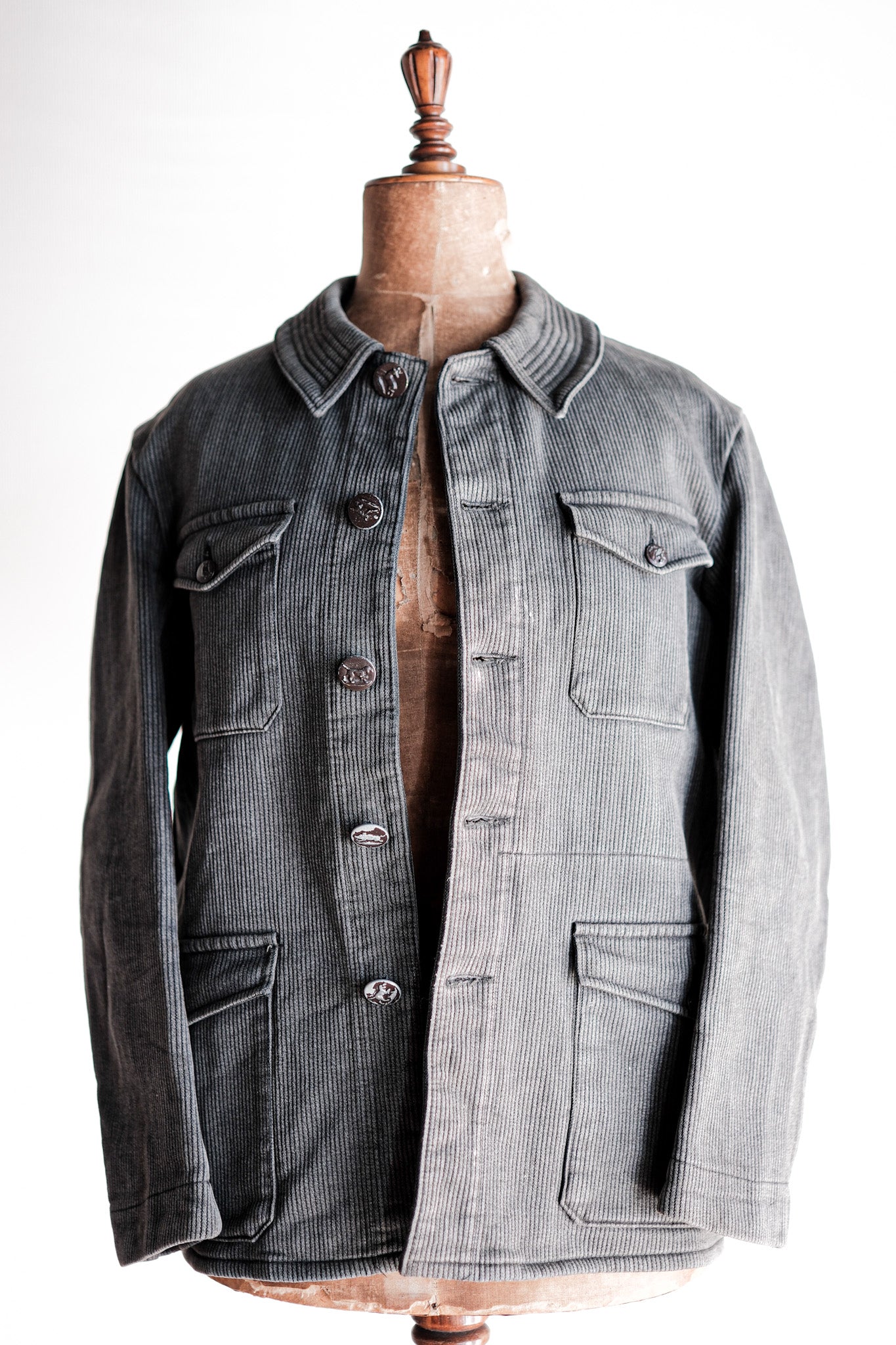 【~50's】French Vintage Gray Cotton Pique Hunting Jacket