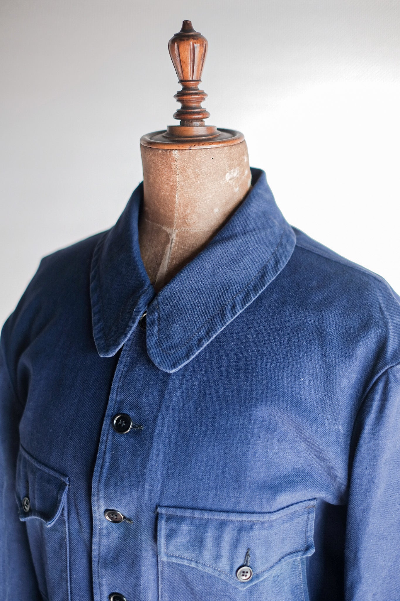 【~40's】French Vintage Blue Cotton Twill Cyclist Jacket
