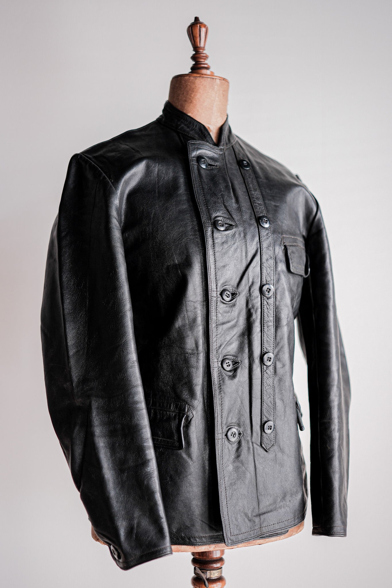 【~40's】Swedish Vintage Double Breasted Leather Jacket