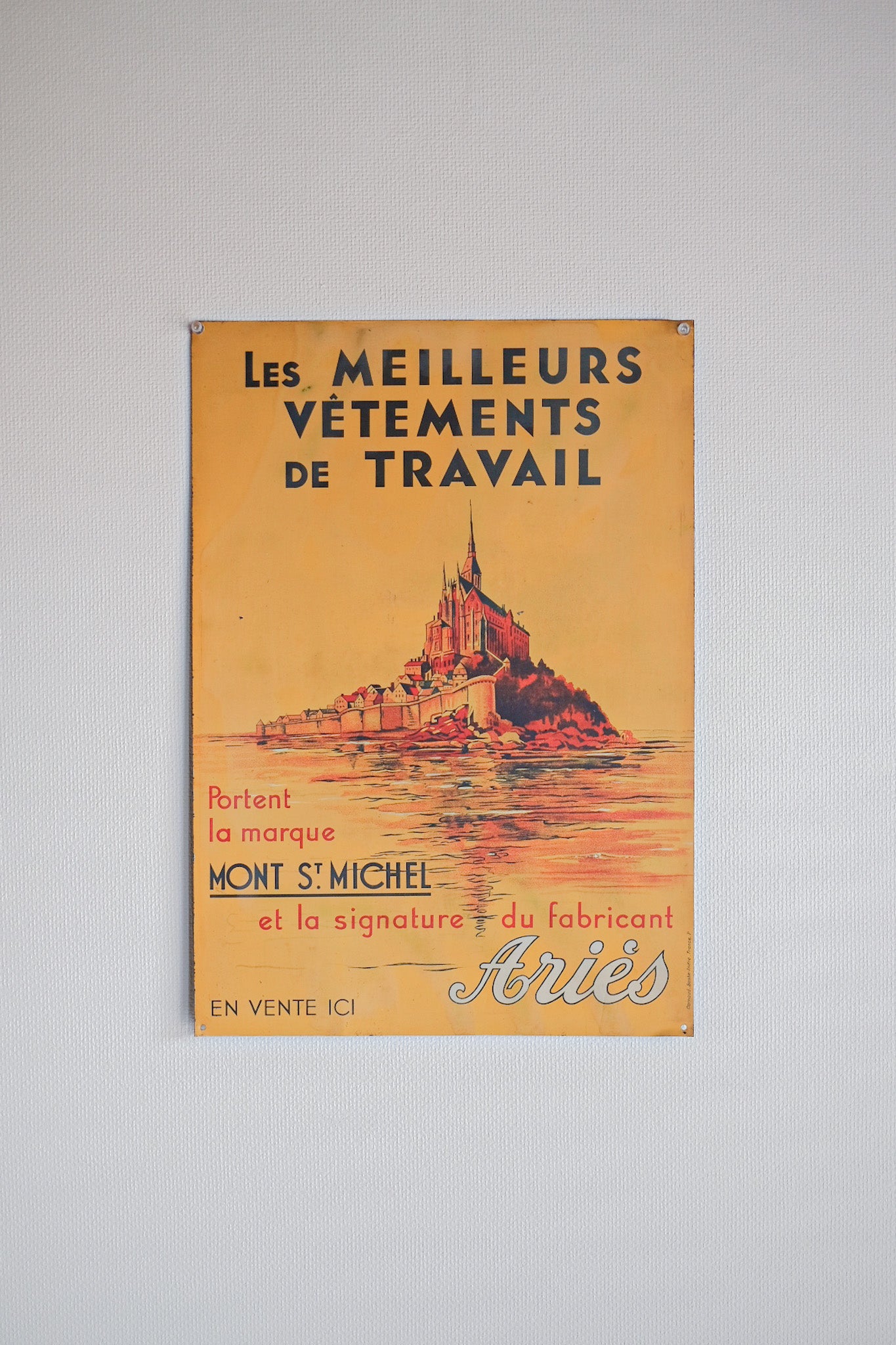 【~50's】French Vintage Advertising Painted Plate "Le Mont St Michel"