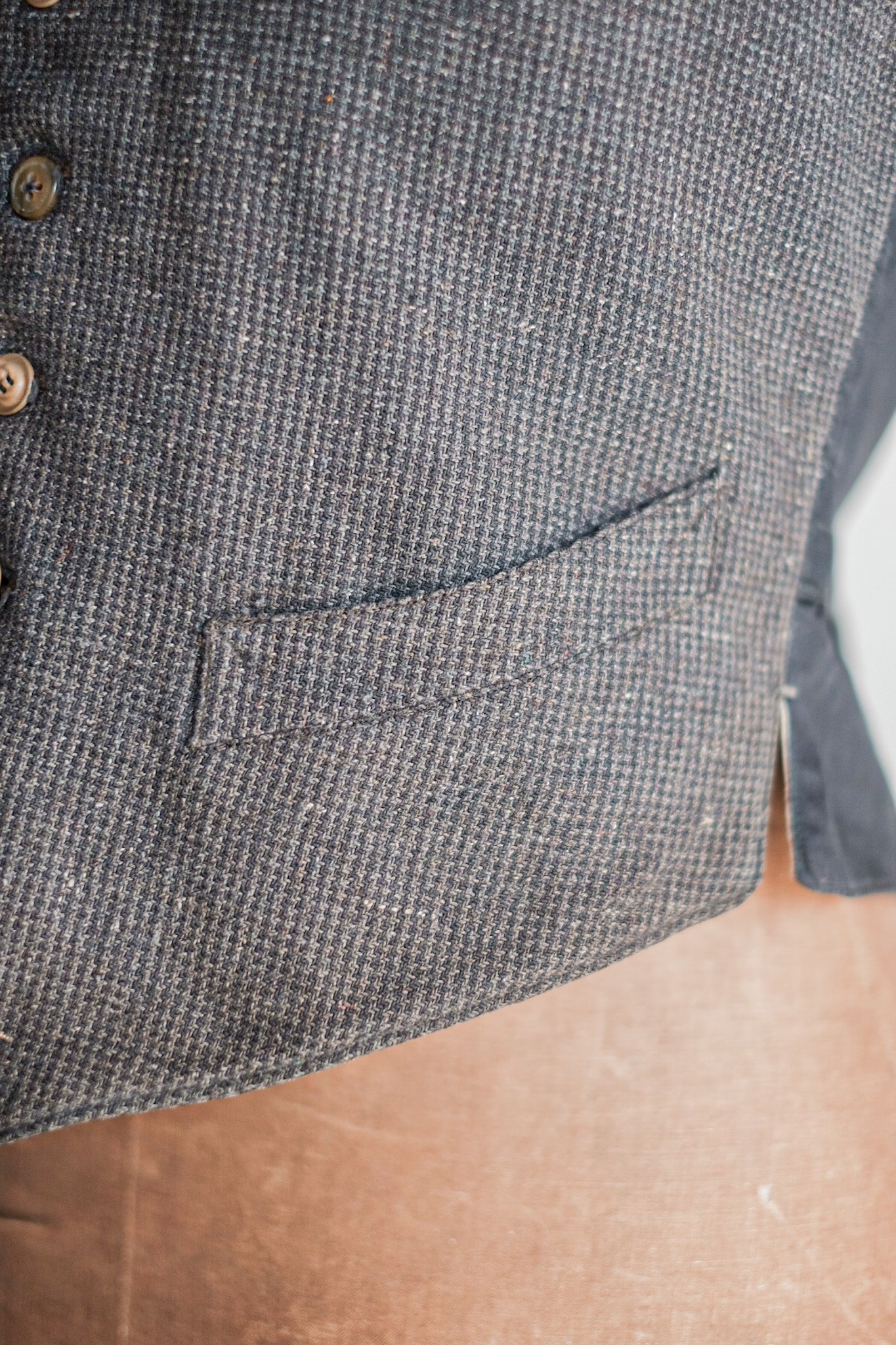 【~30's】French Vintage Gray Wool Work Gilet