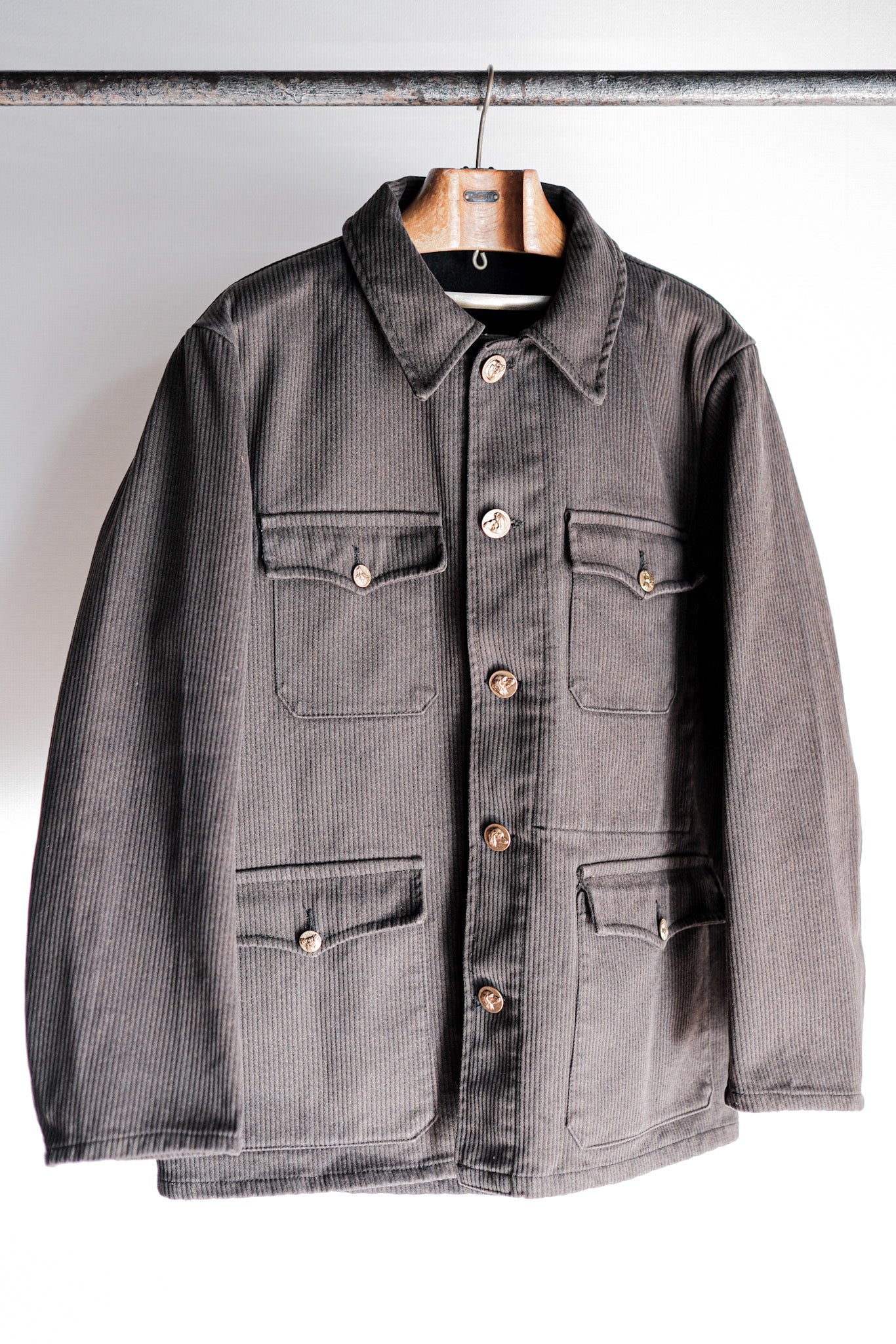 【~50's】French Vintage Brown Cotton Pique Hunting Jacket