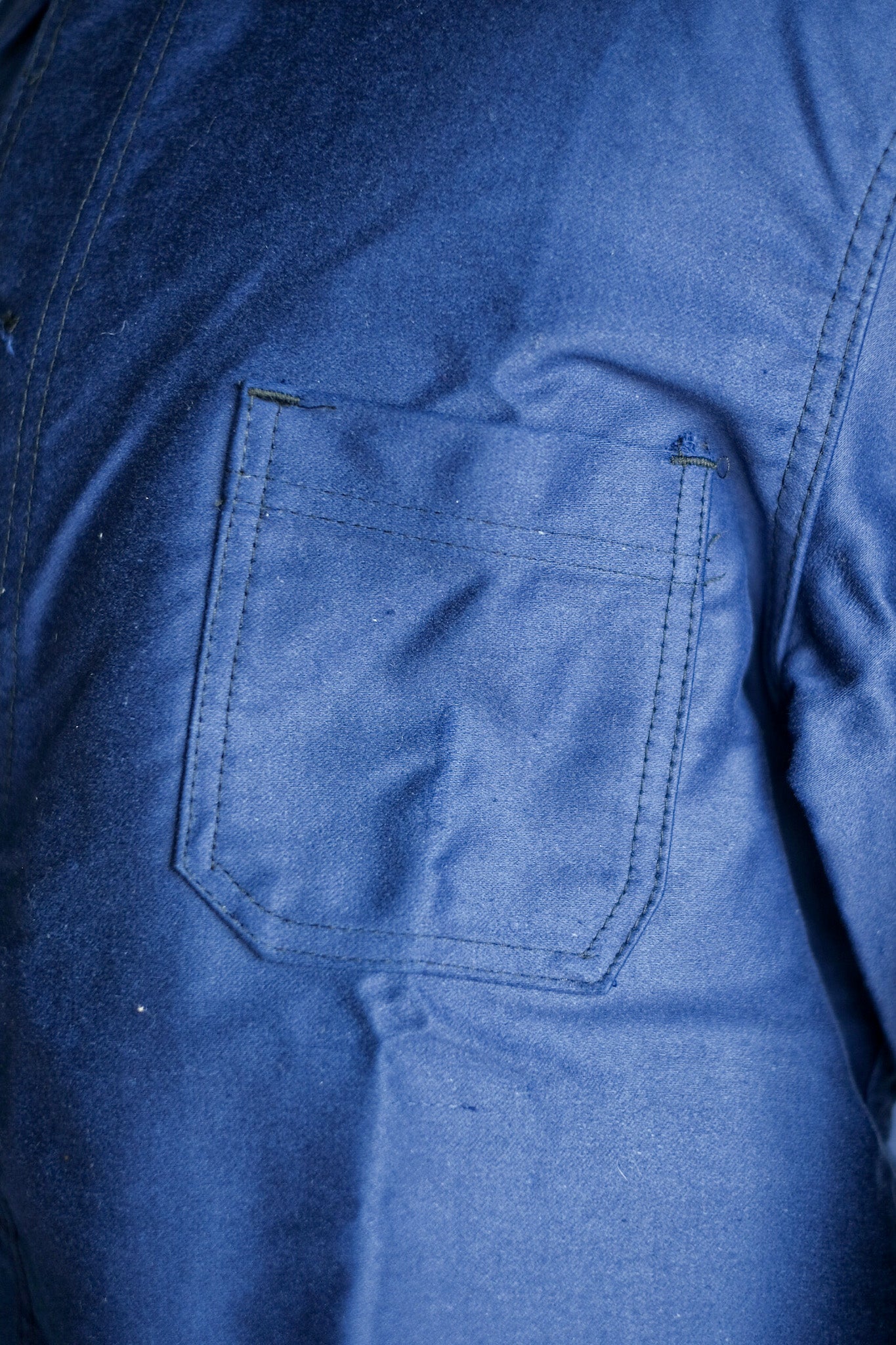 【~60's】French Vintage Blue Moleskin Work Jacket "Dead Stock"