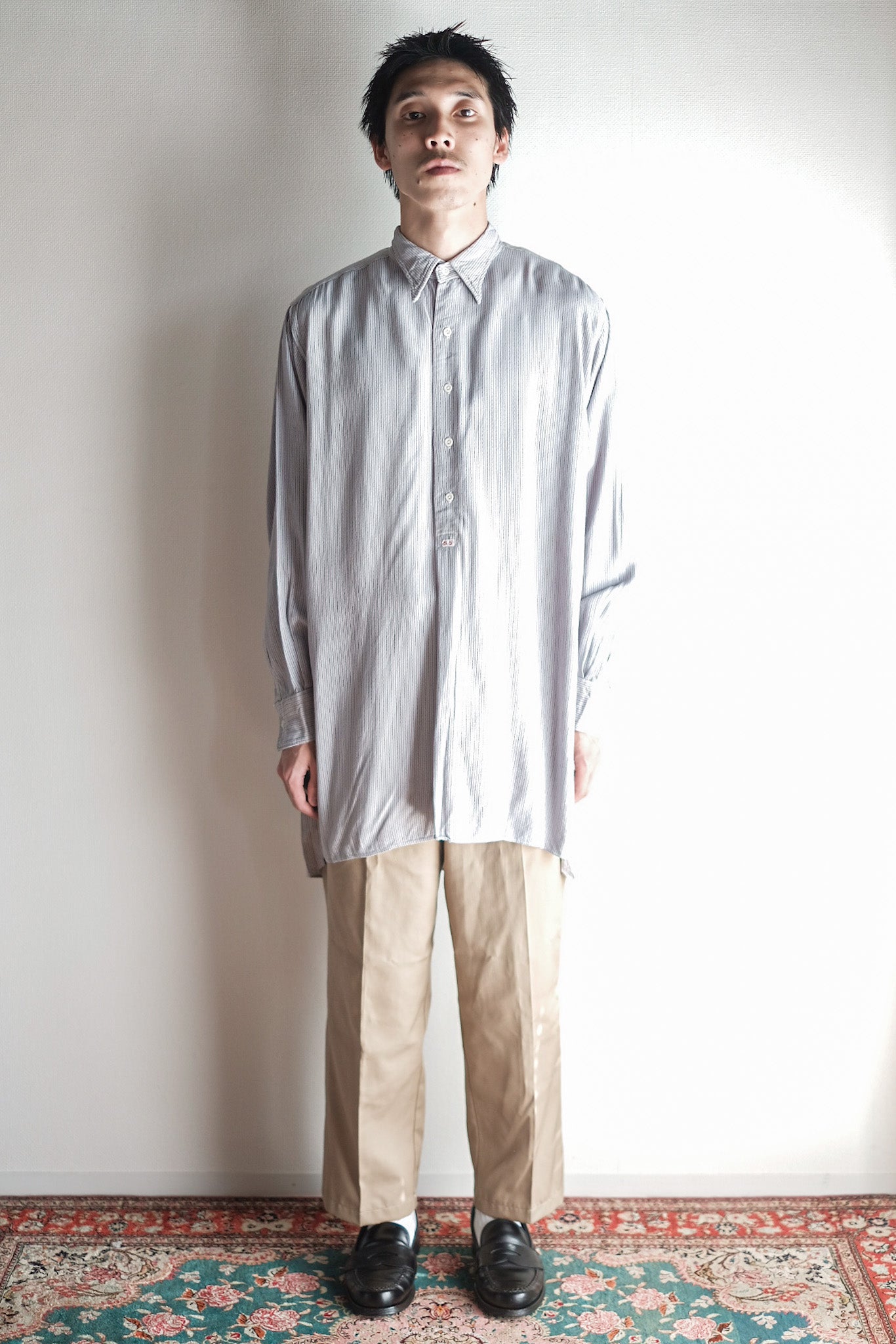 【~40's】French Vintage Rayon Grandpa Shirt