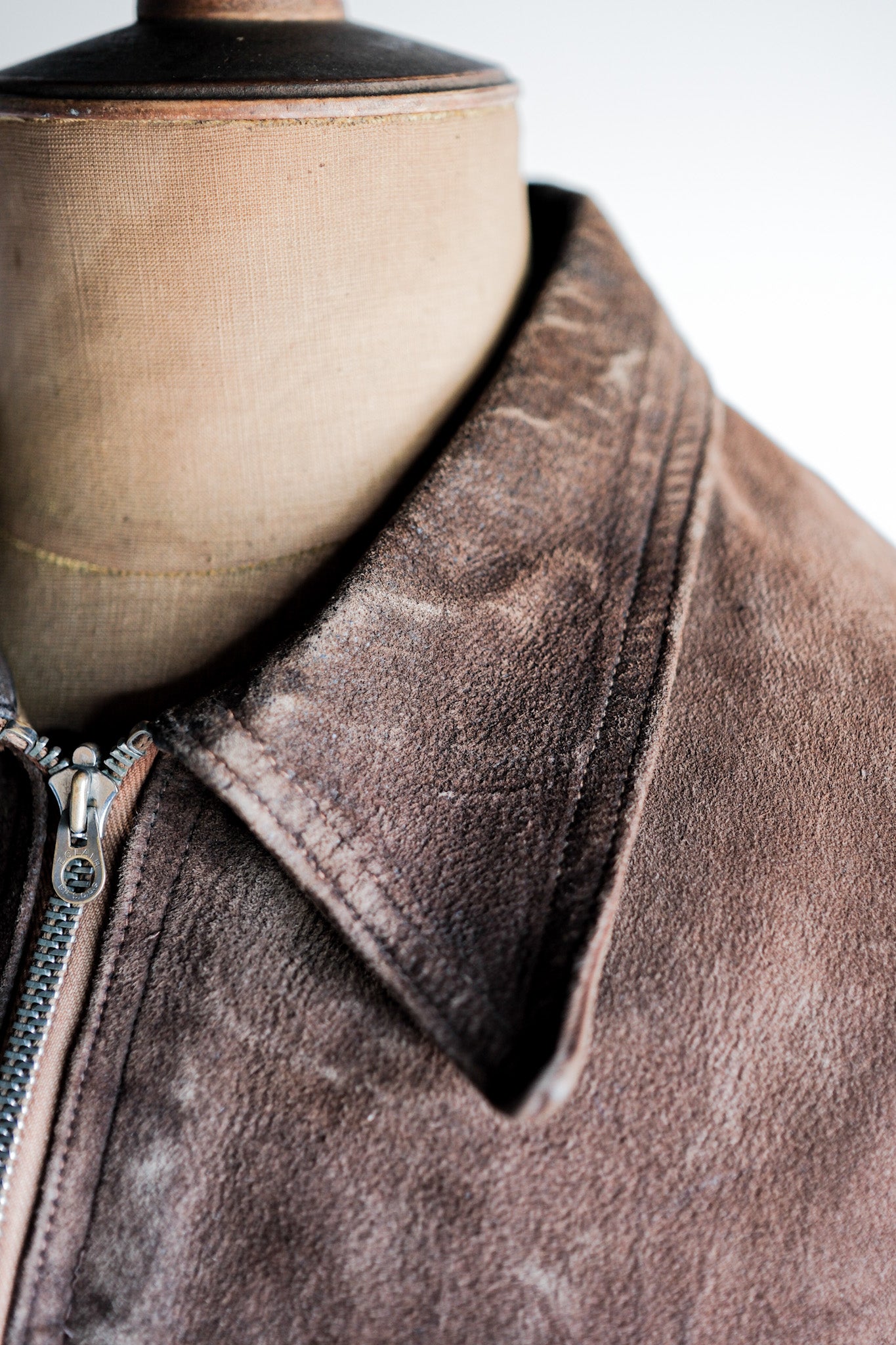 【~30’s】French Vintage Suede Leather Cyclist Jacket