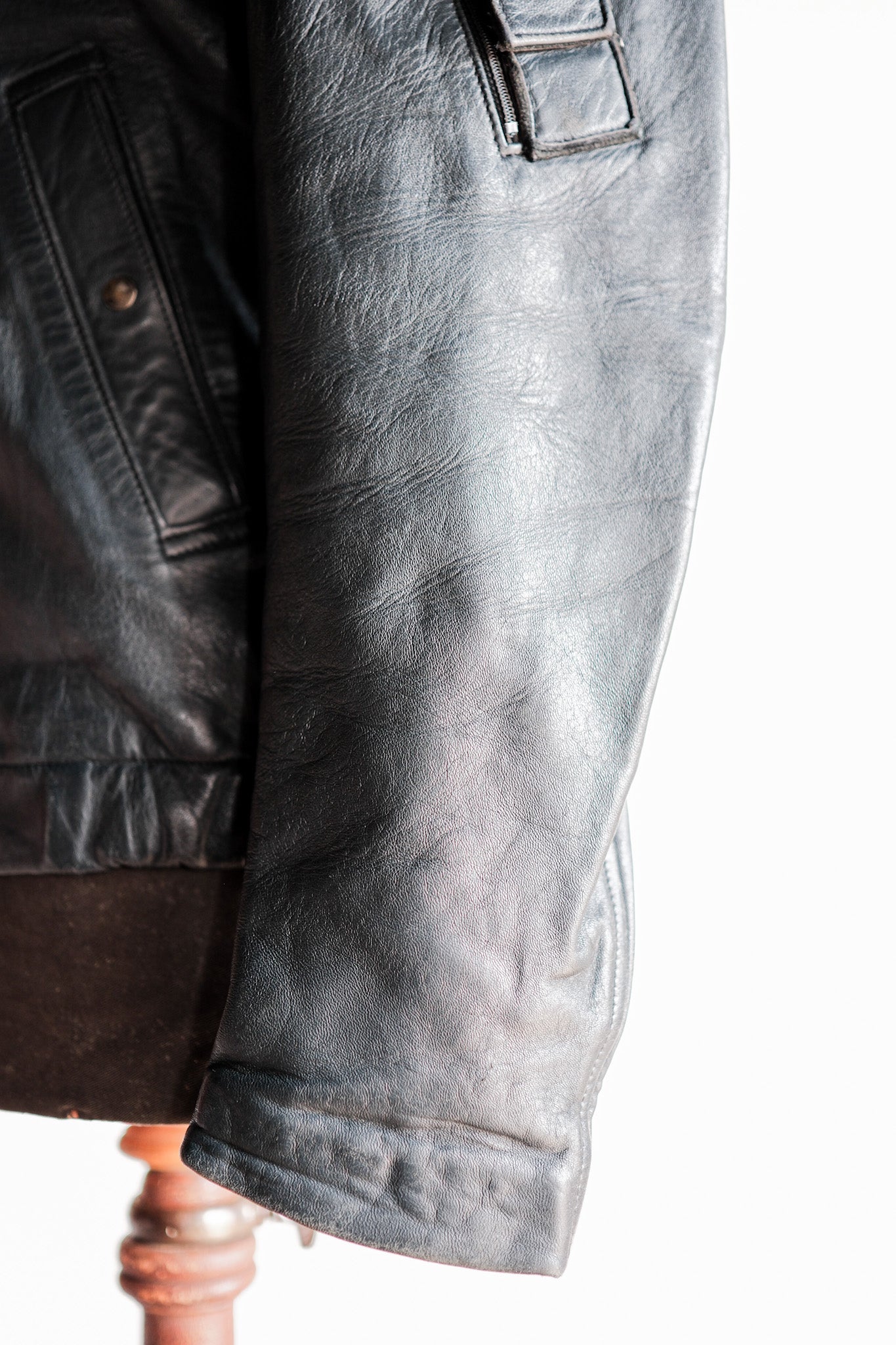 【~70's】French Air Force Pilot Leather Jacket Size.44