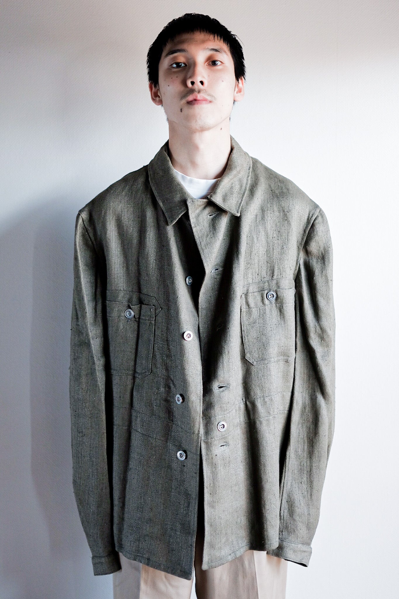 【~30's】German Air Force Green Linen HBT Jacket "Luftwaffe" "Dead Stock"