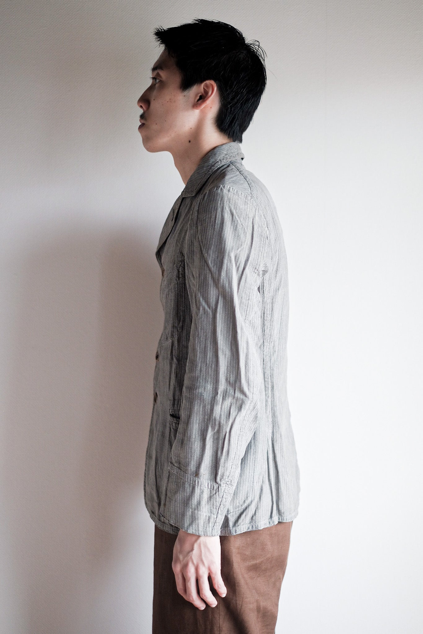 【~10's】French Antique Chambray Striped Sack Jacket