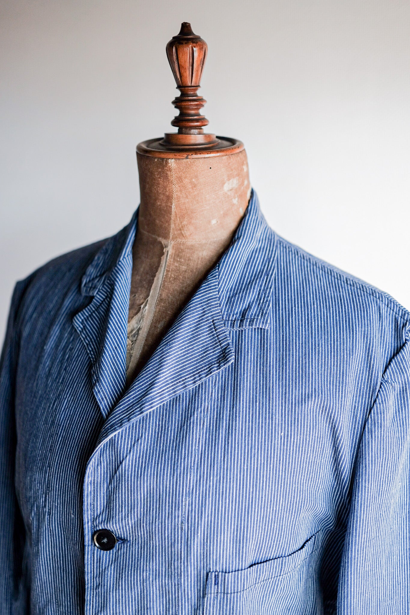 【~60's】French Vintage Cotton Striped Work Jacket "AU MOLINEL"
