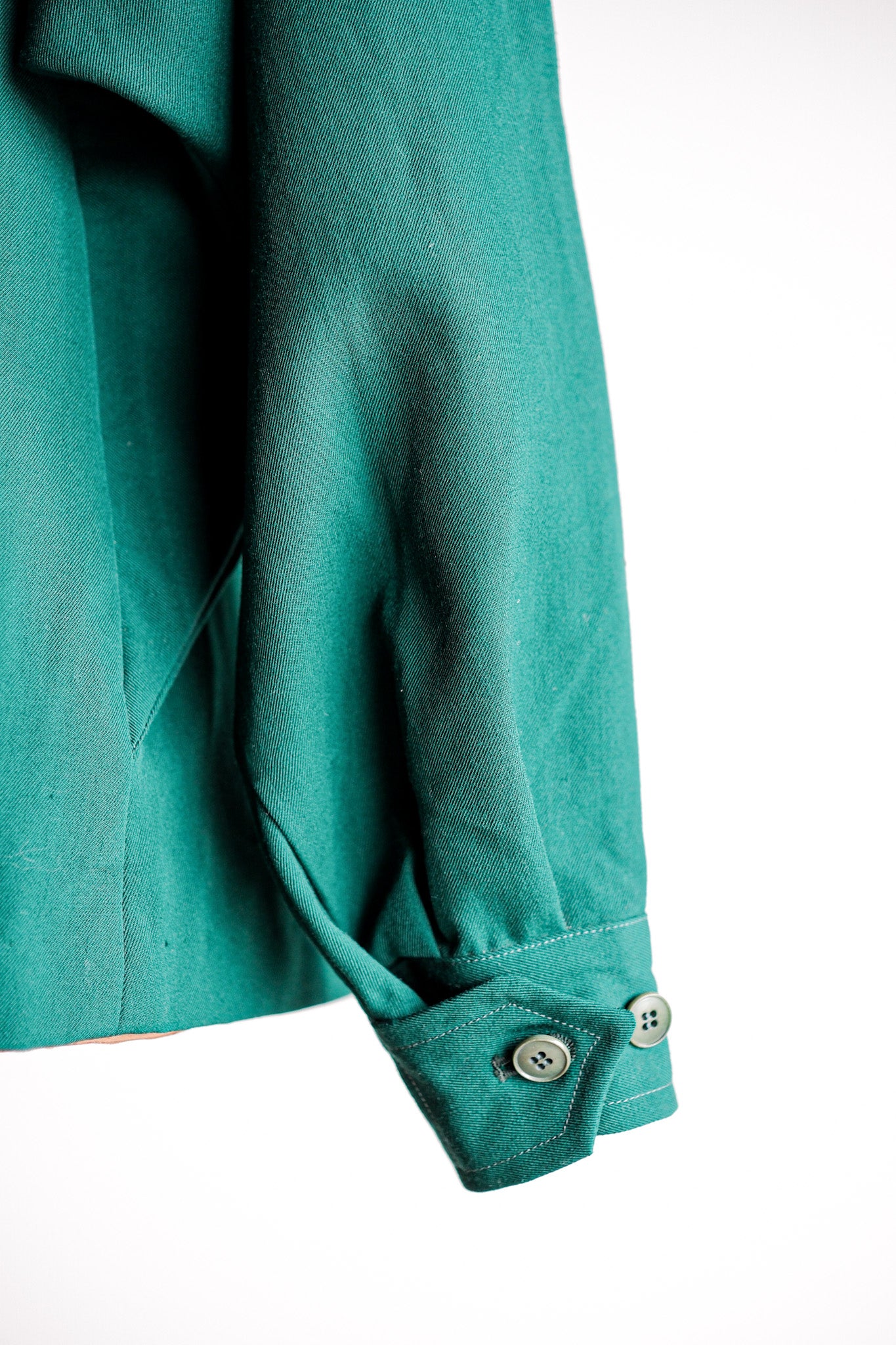 【~50's】French Vintage Green Wool Rayon Hooded Jacket "Dead Stock"