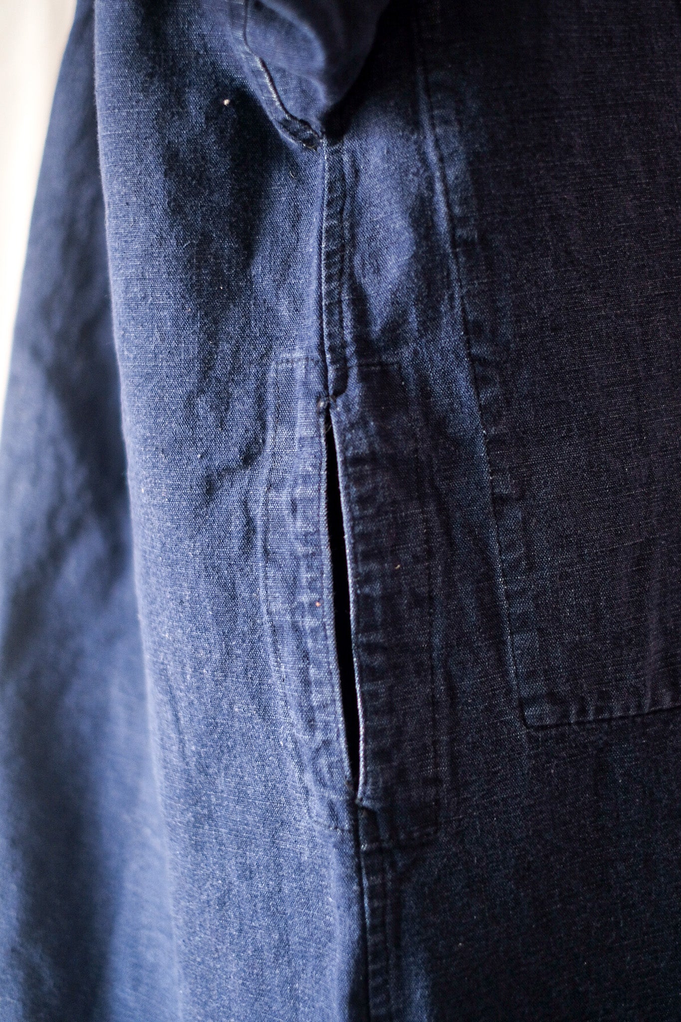 【~40's】French Vintage Indigo Cotton Smock Biaude