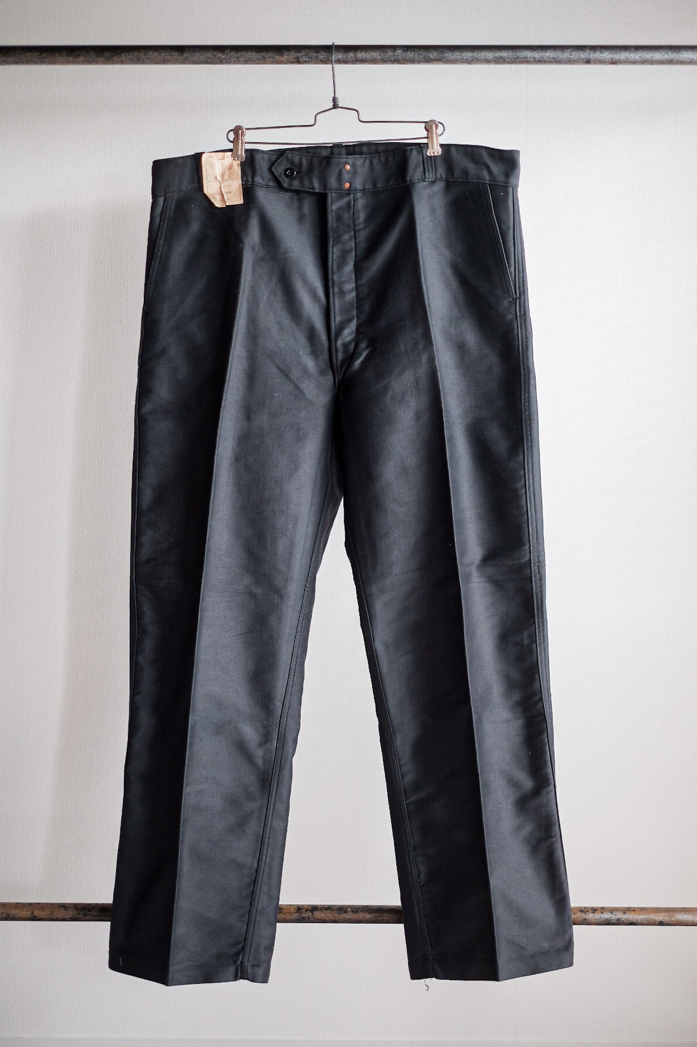 【~40's】French Vintage Black Moleskin Work Pants "Adolphe Lafont" "Dead Stock"