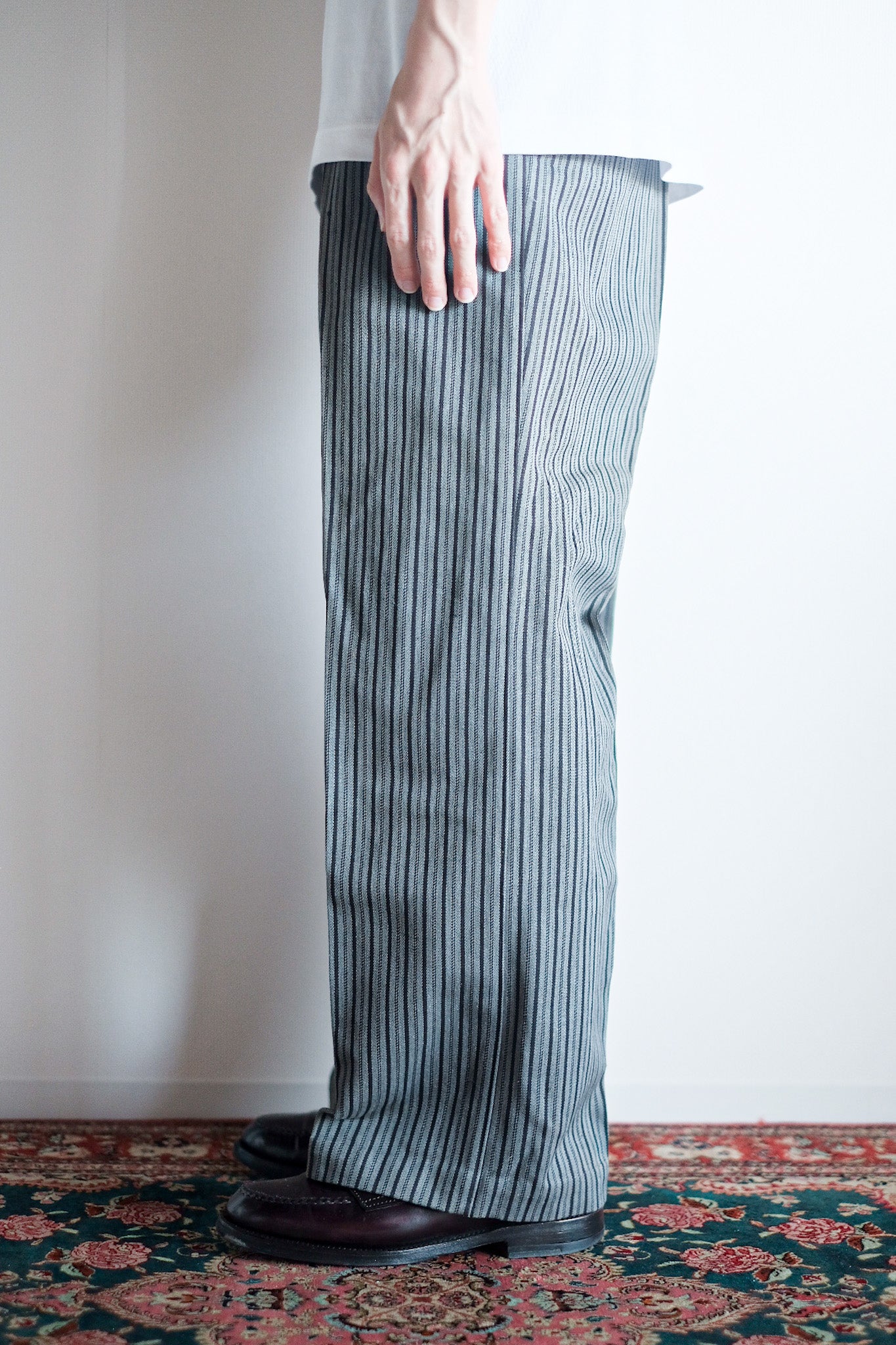 【~40's】French Vintage Cotton Striped Work Pants "Dead Stock"
