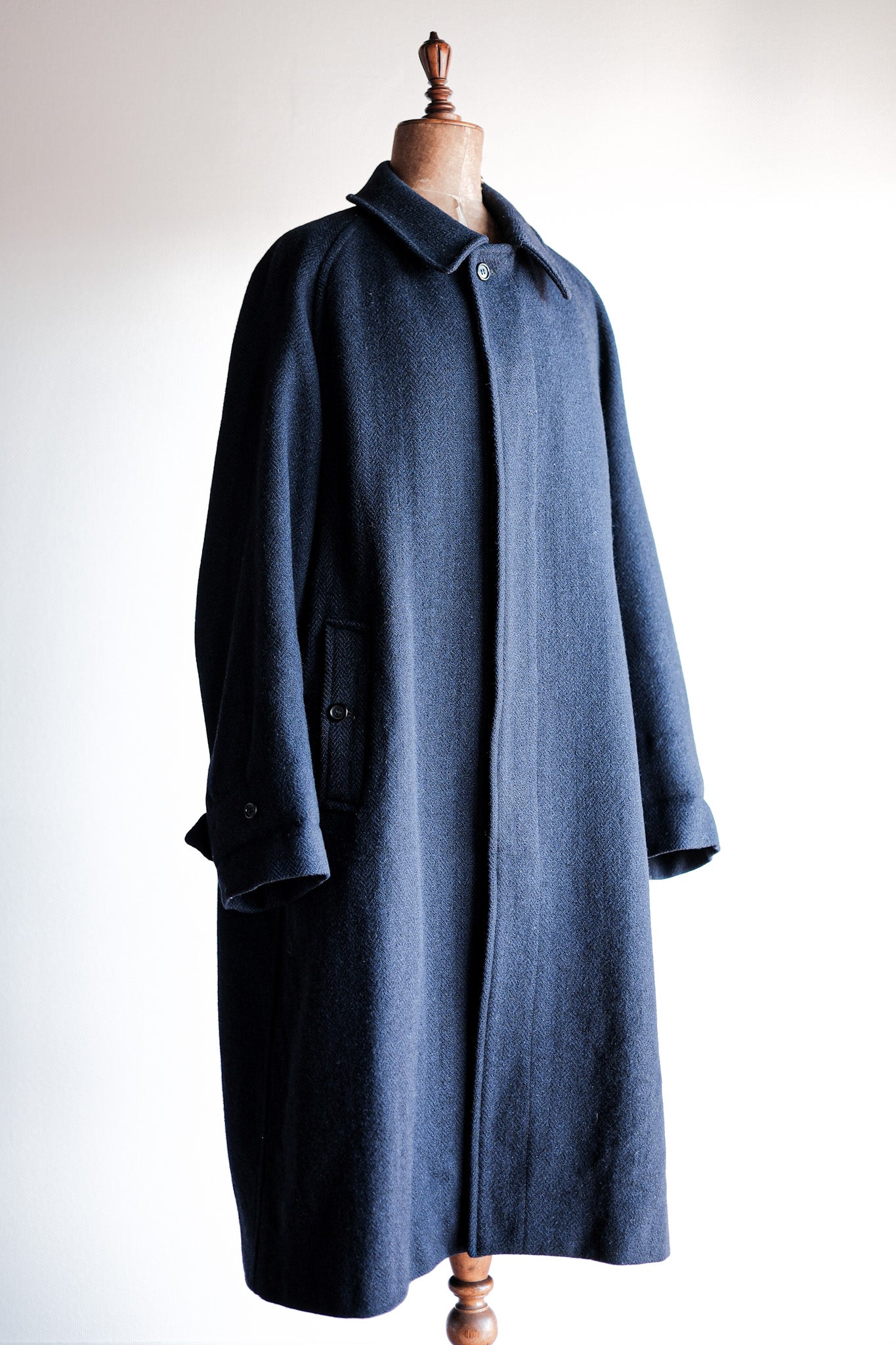 【~80's】Vintage Burberry's Single Raglan Balmacaan Coat Size.54RL "HARRIS TWEED" "Kraft 別注"