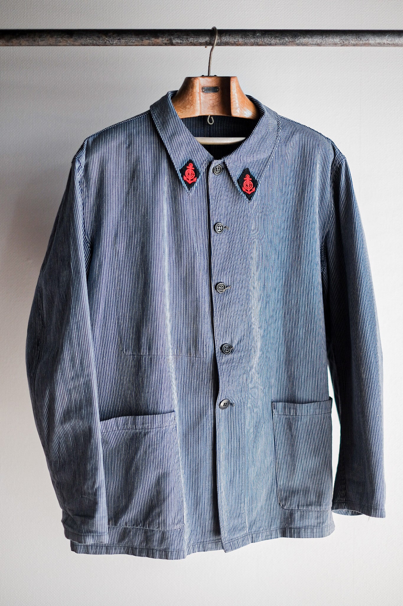 【~50's】French Vintage Cotton Striped Work Jacket "CGT"