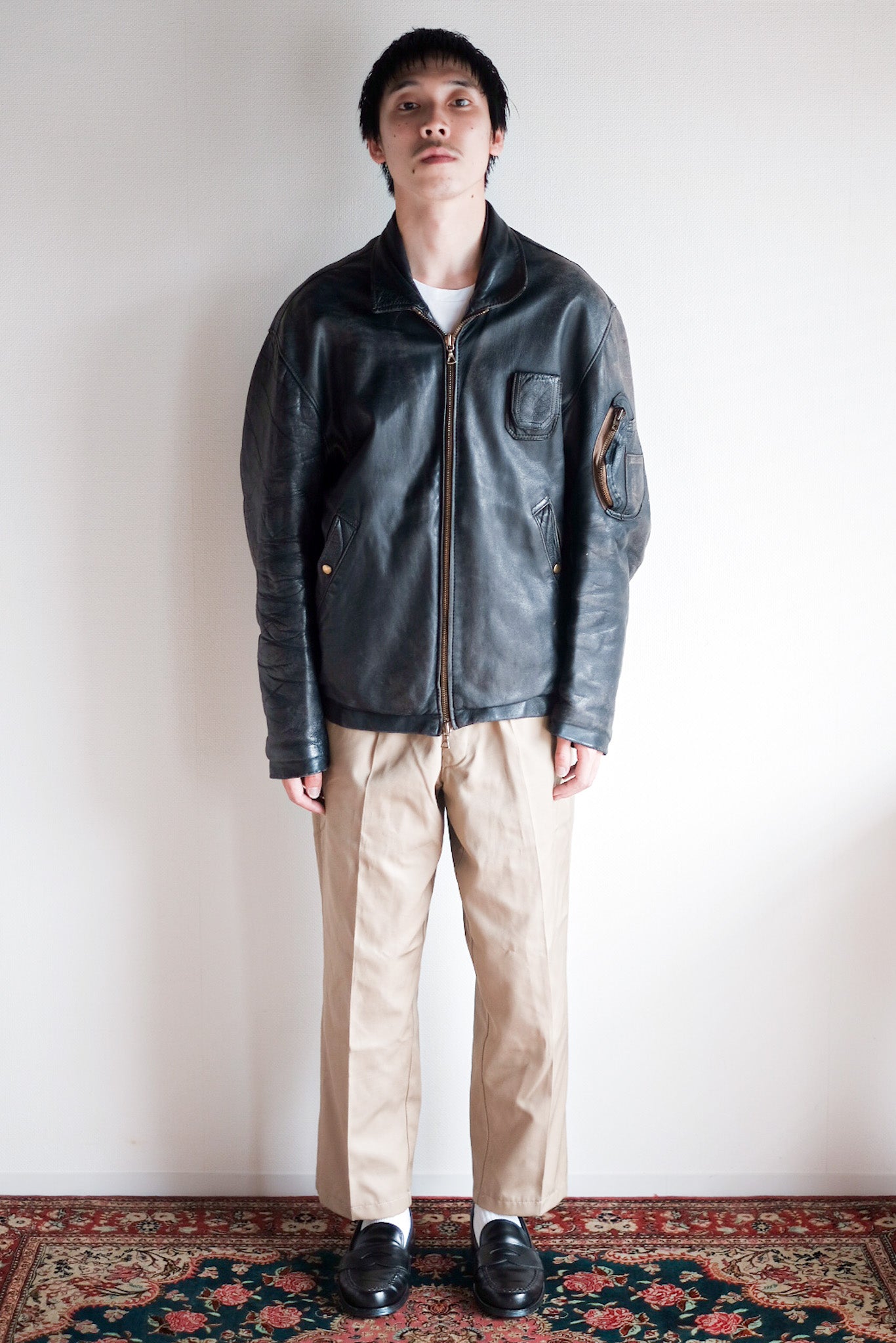 【~80's】French Air Force Pilot Leather Jacket
