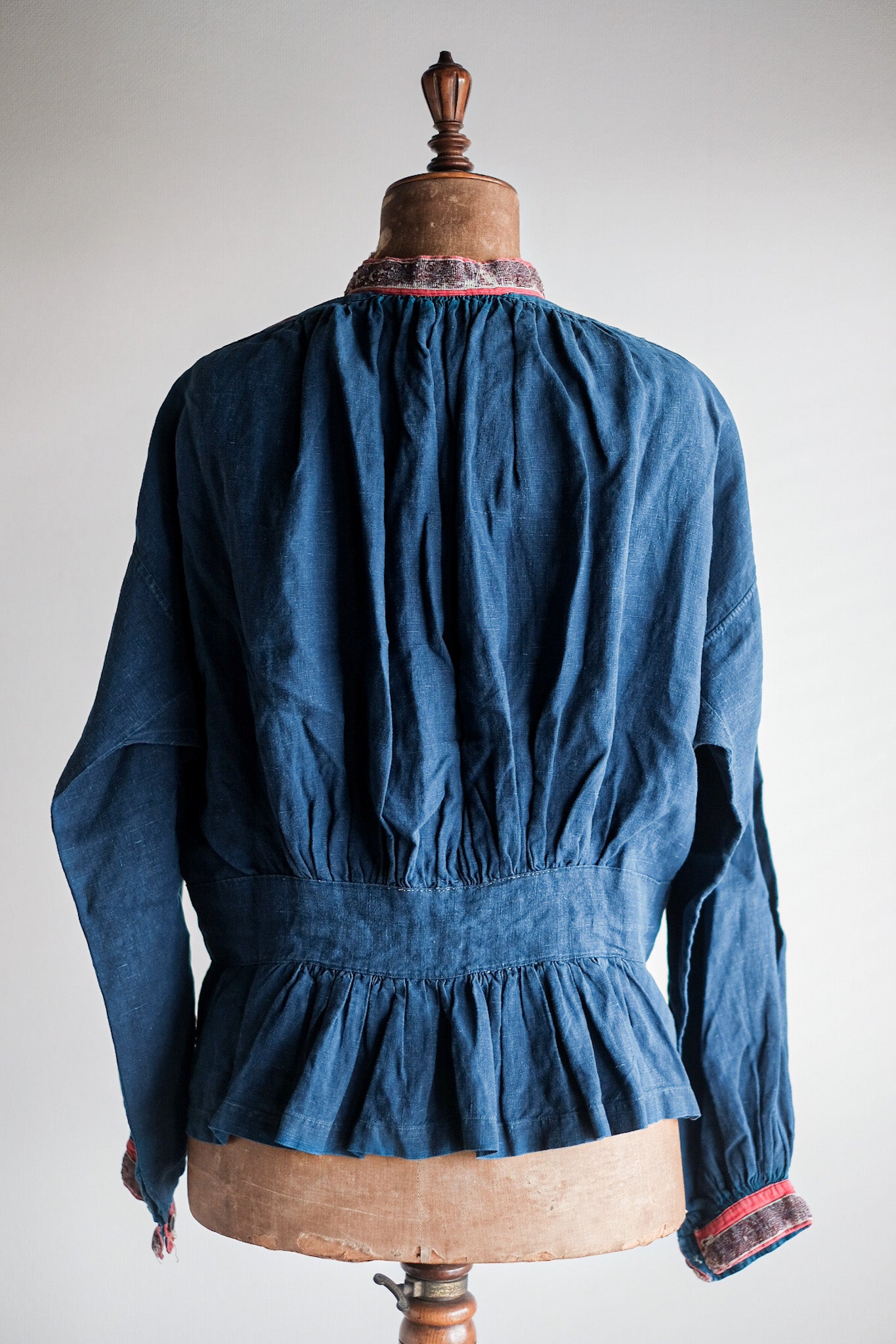 【Late 19th C】French Antique Indigo Linen Fireman Bourgeron Jacket