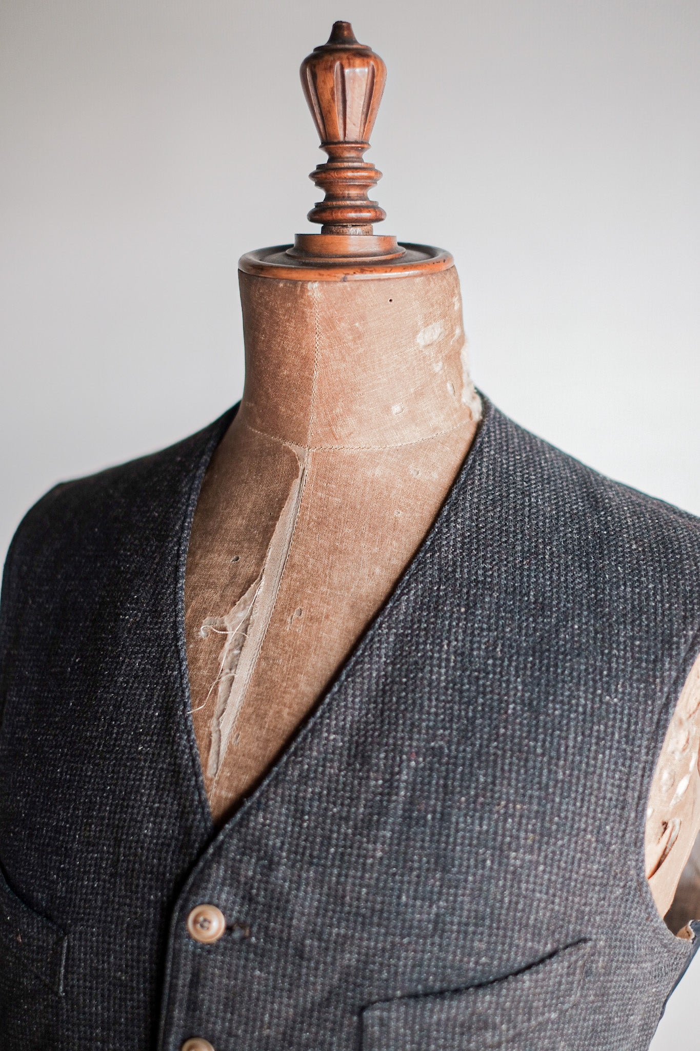 【~30's】French Vintage Gray Wool Work Gilet